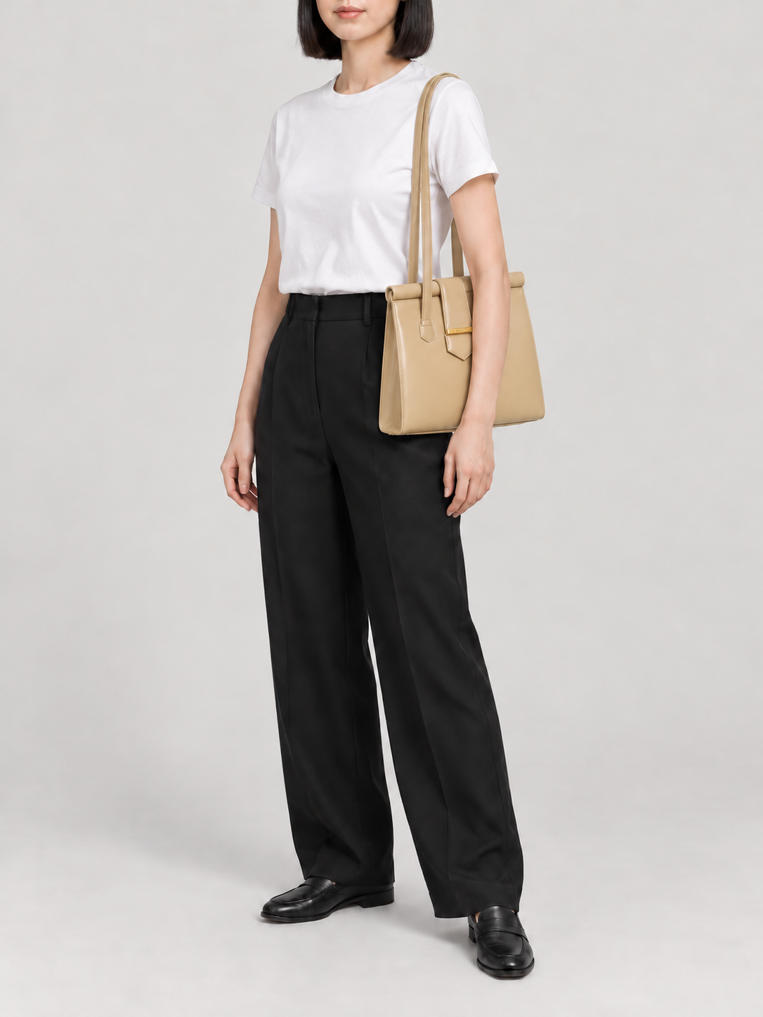 Logo Hardware Leather Shoulder Bag