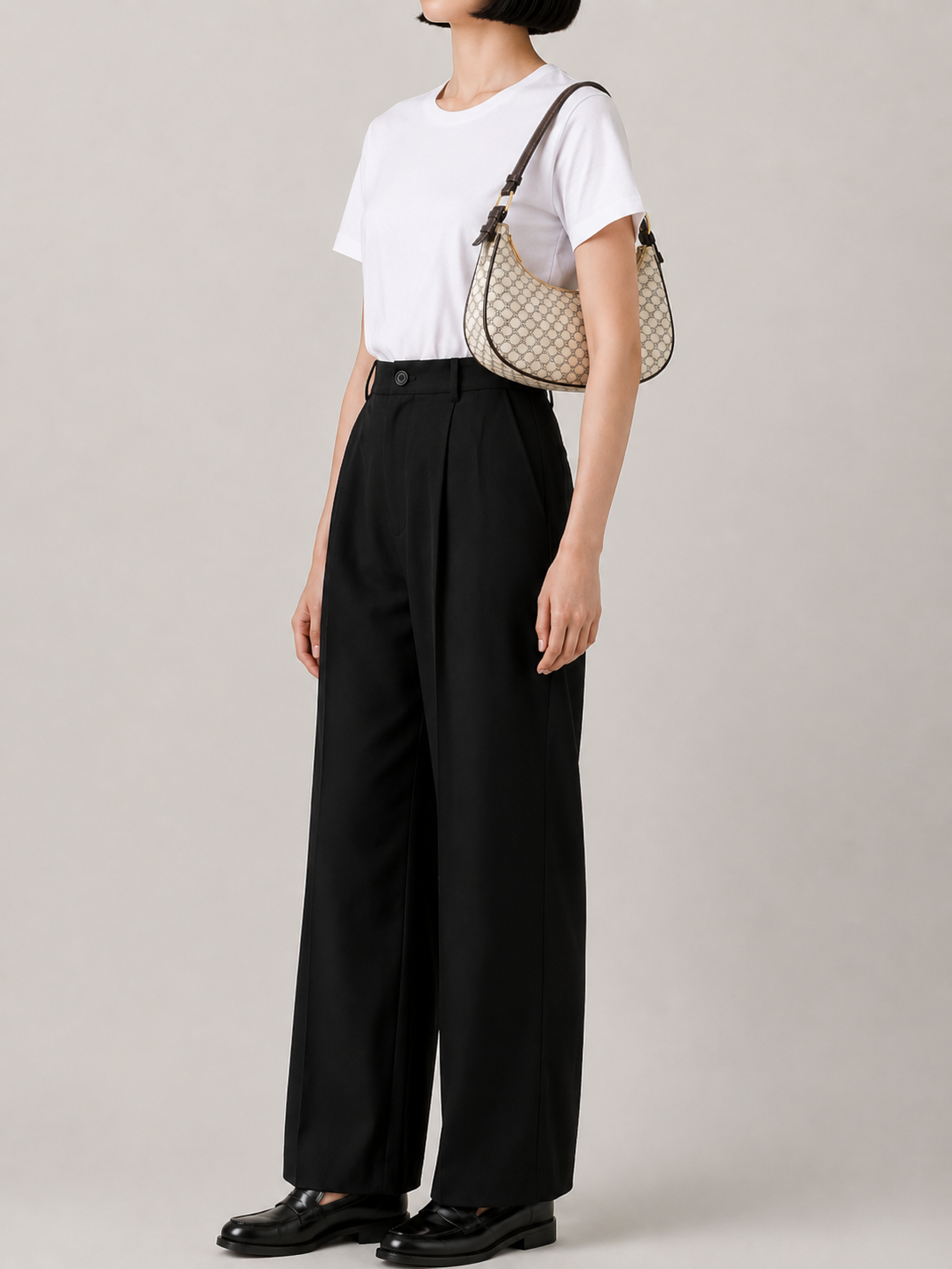 Macadam Pattern Hobo One-Shoulder Bag