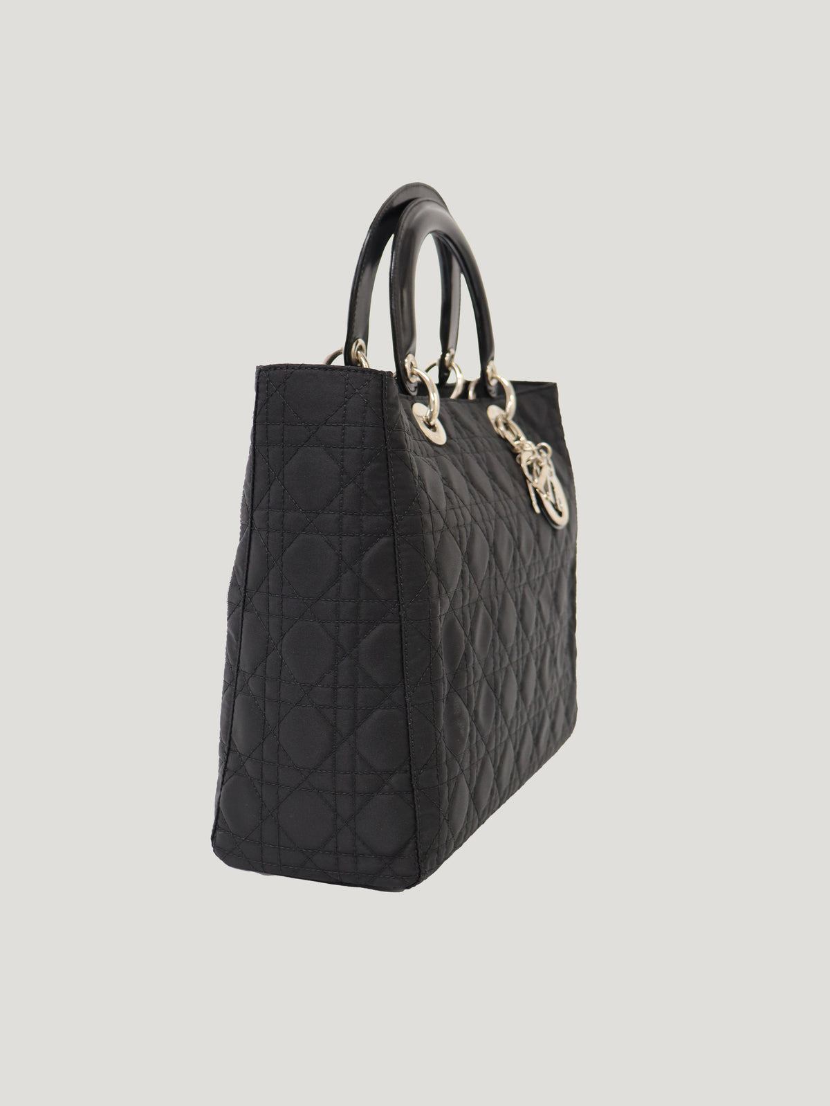 Lady Dior Nylon Leather Handbag