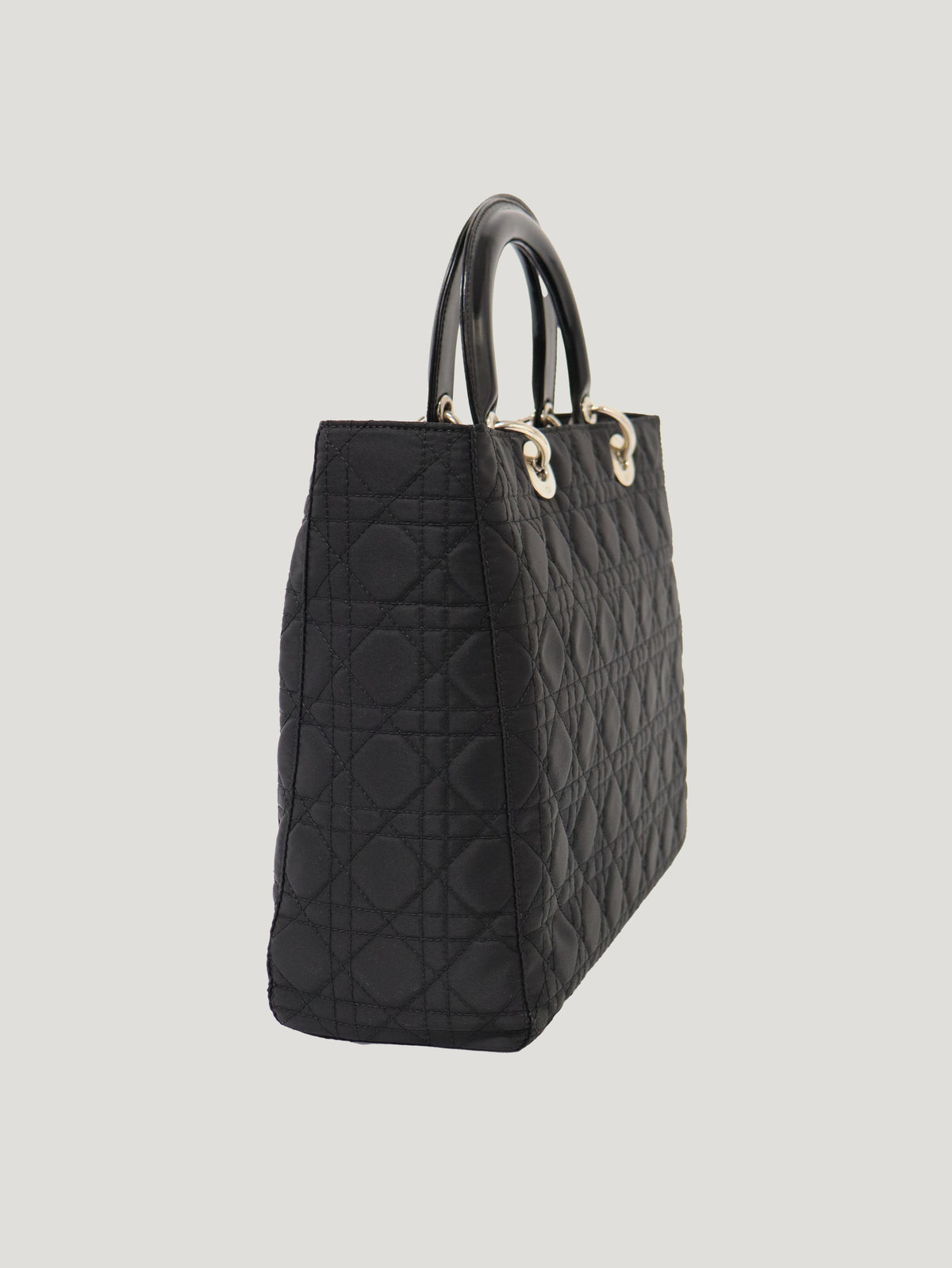 Lady Dior Nylon Leather Handbag