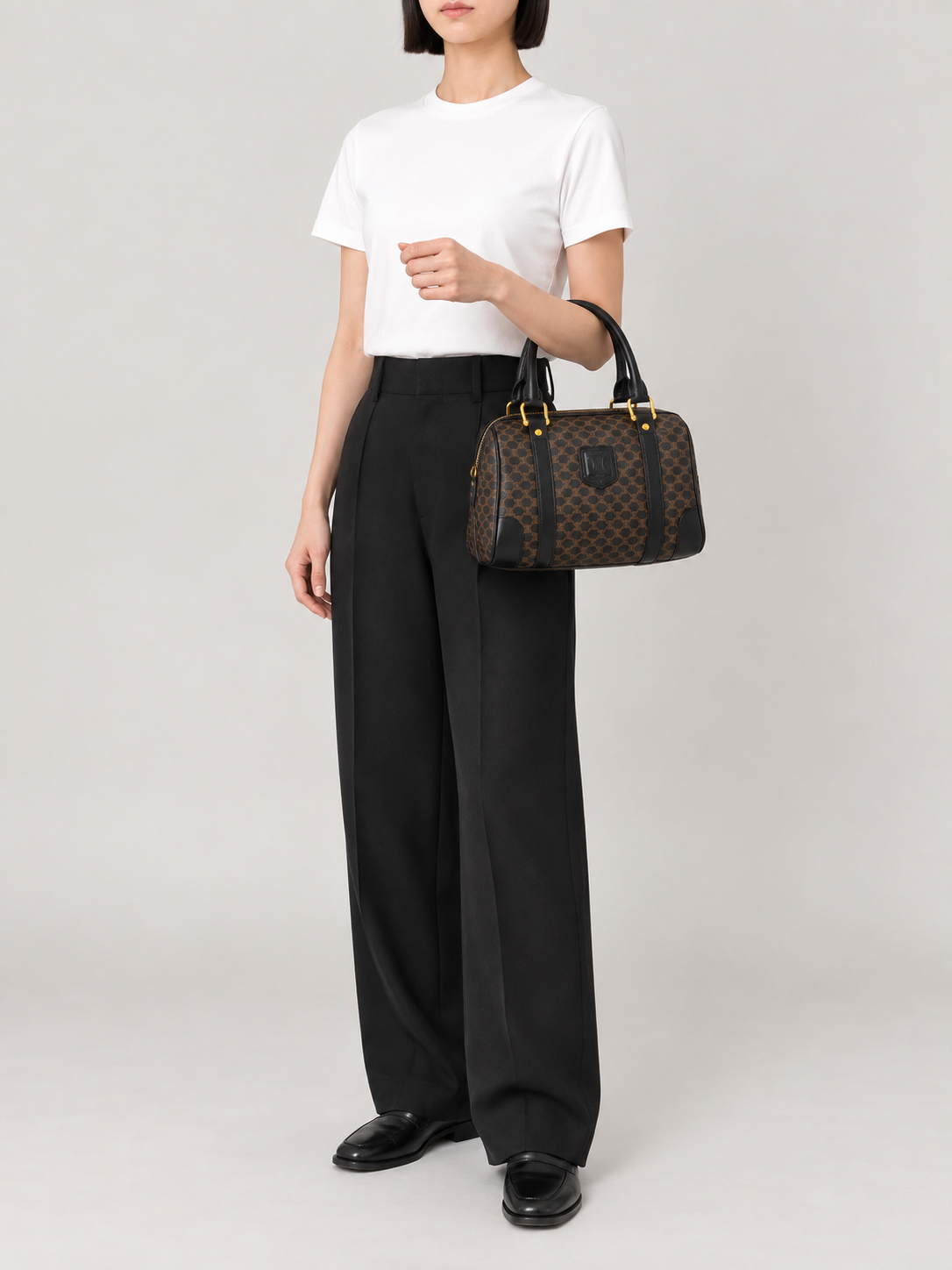 Macadam Pattern Blazon Embossed Boston Bag