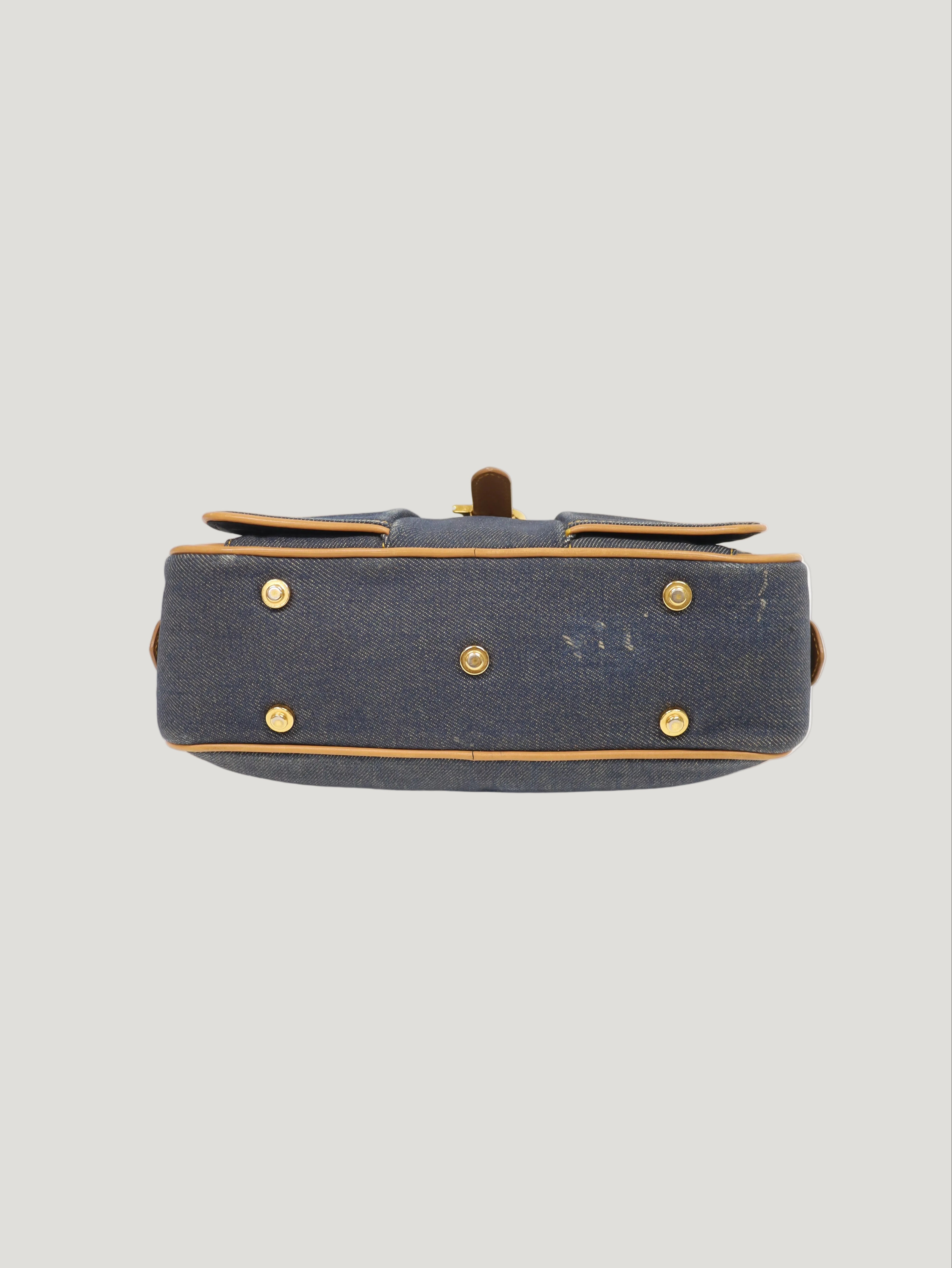 Double Saddle Denim Handbag