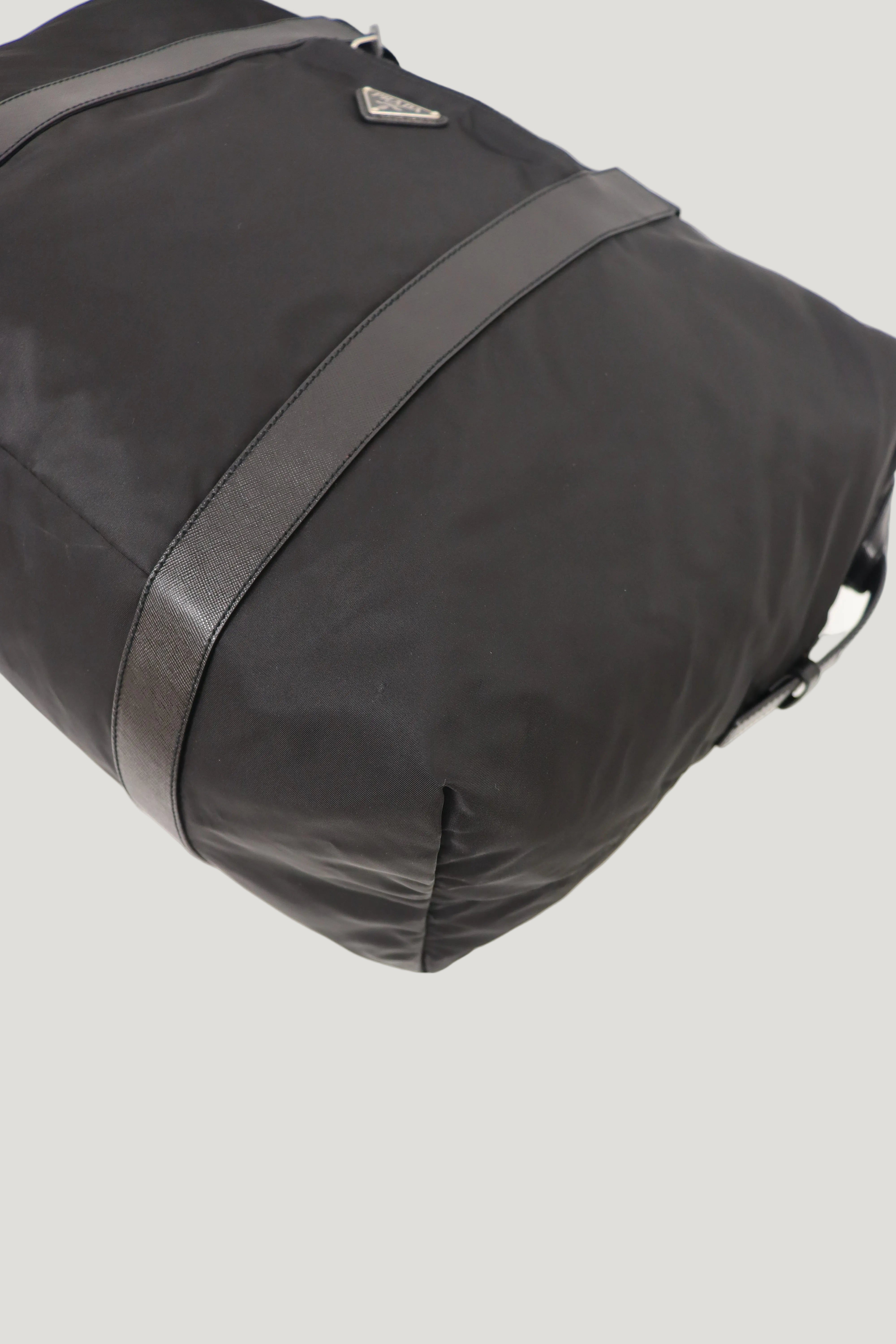 Triangle Logo Nylon Boston Bag