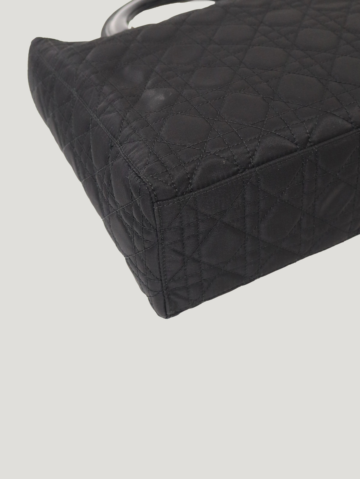 Lady Dior Nylon Leather Handbag