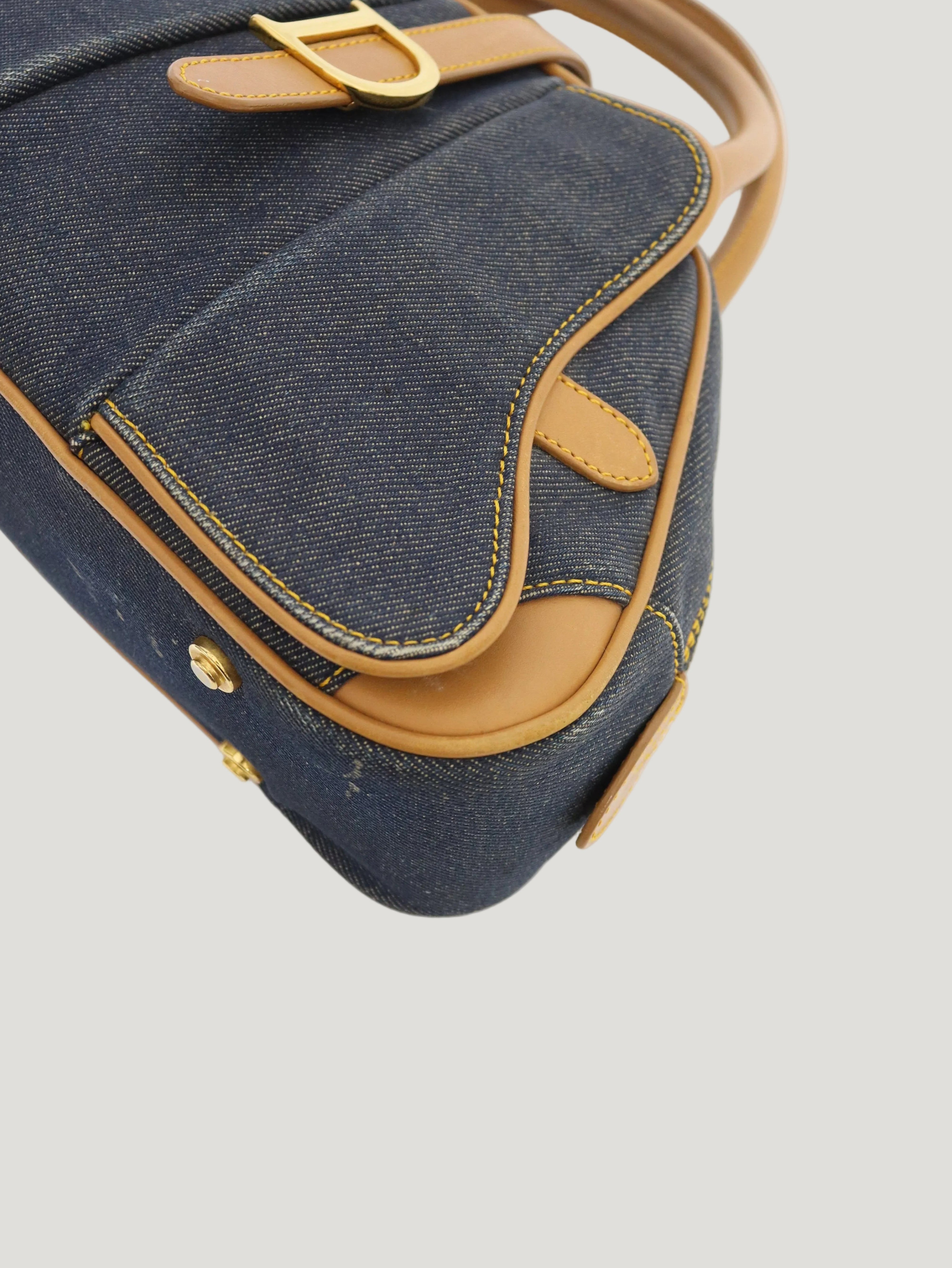 Double Saddle Denim Handbag