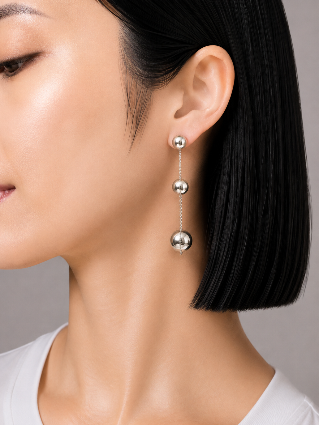 Hardware Ball Triple Drop Earrings