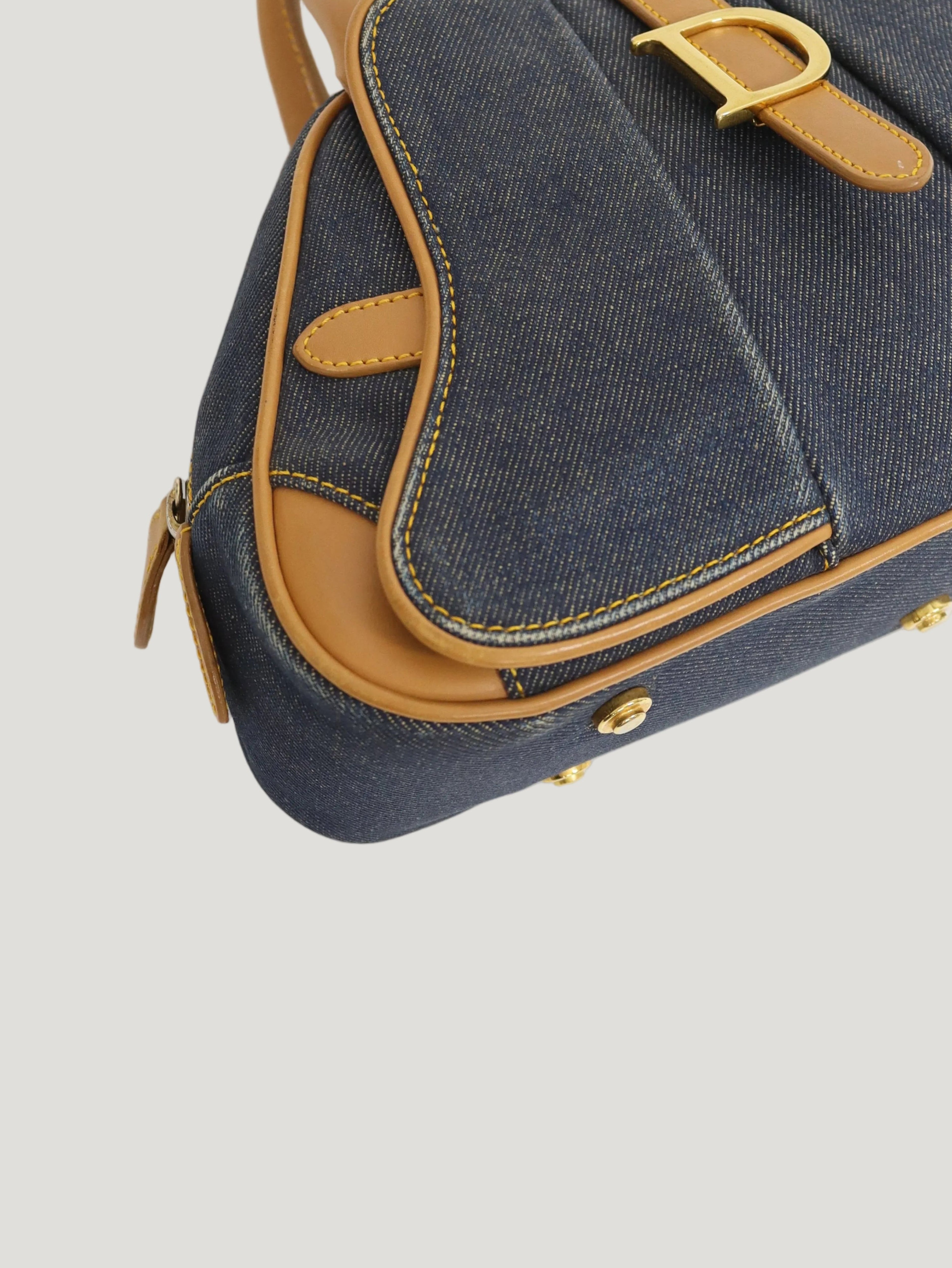 Double Saddle Denim Handbag