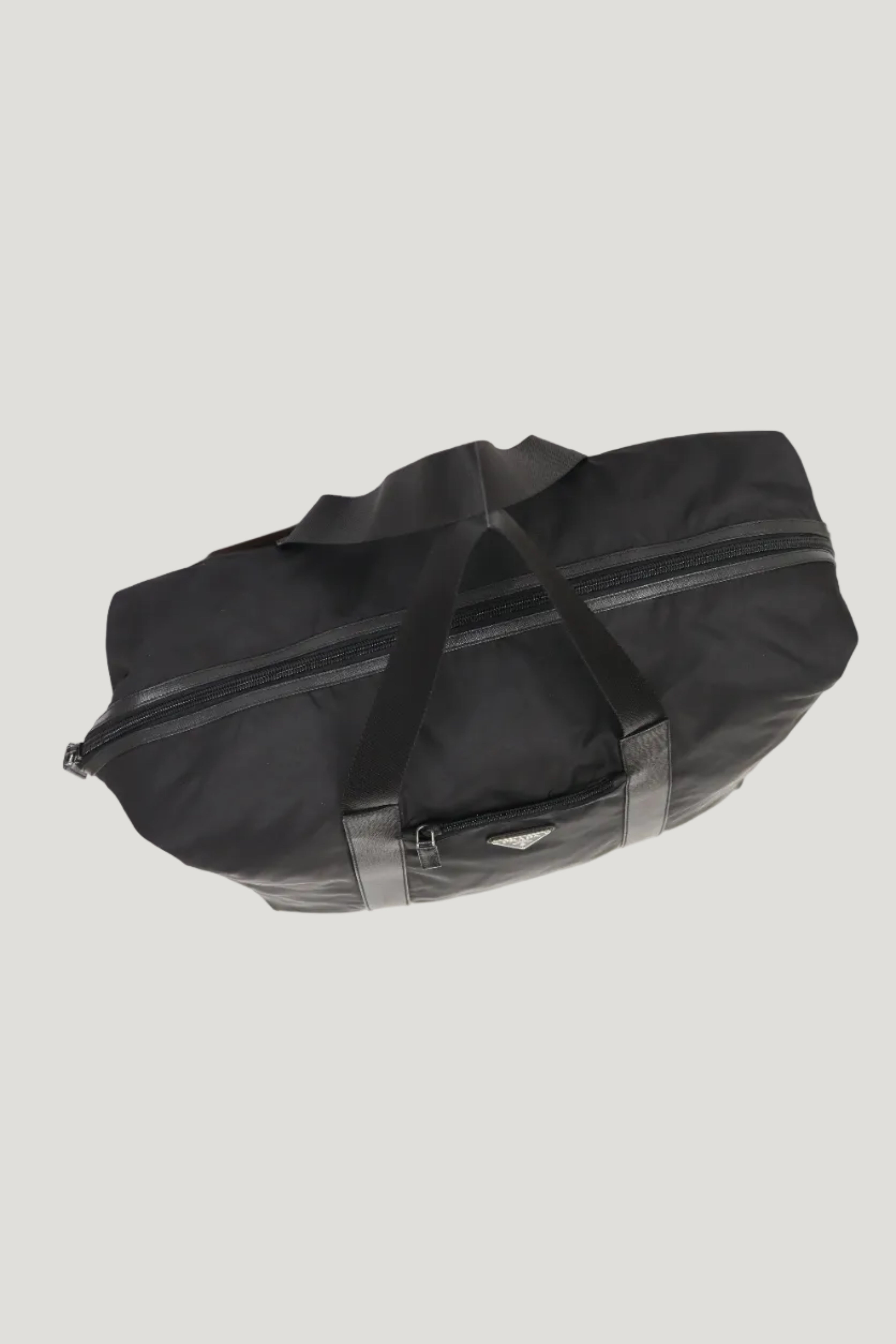 Triangle Logo Nylon Boston Bag