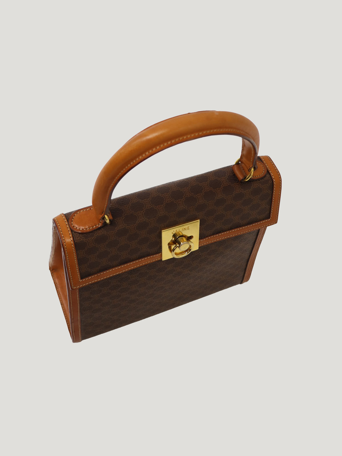 Macadam-patterned Gancini clasp handbag