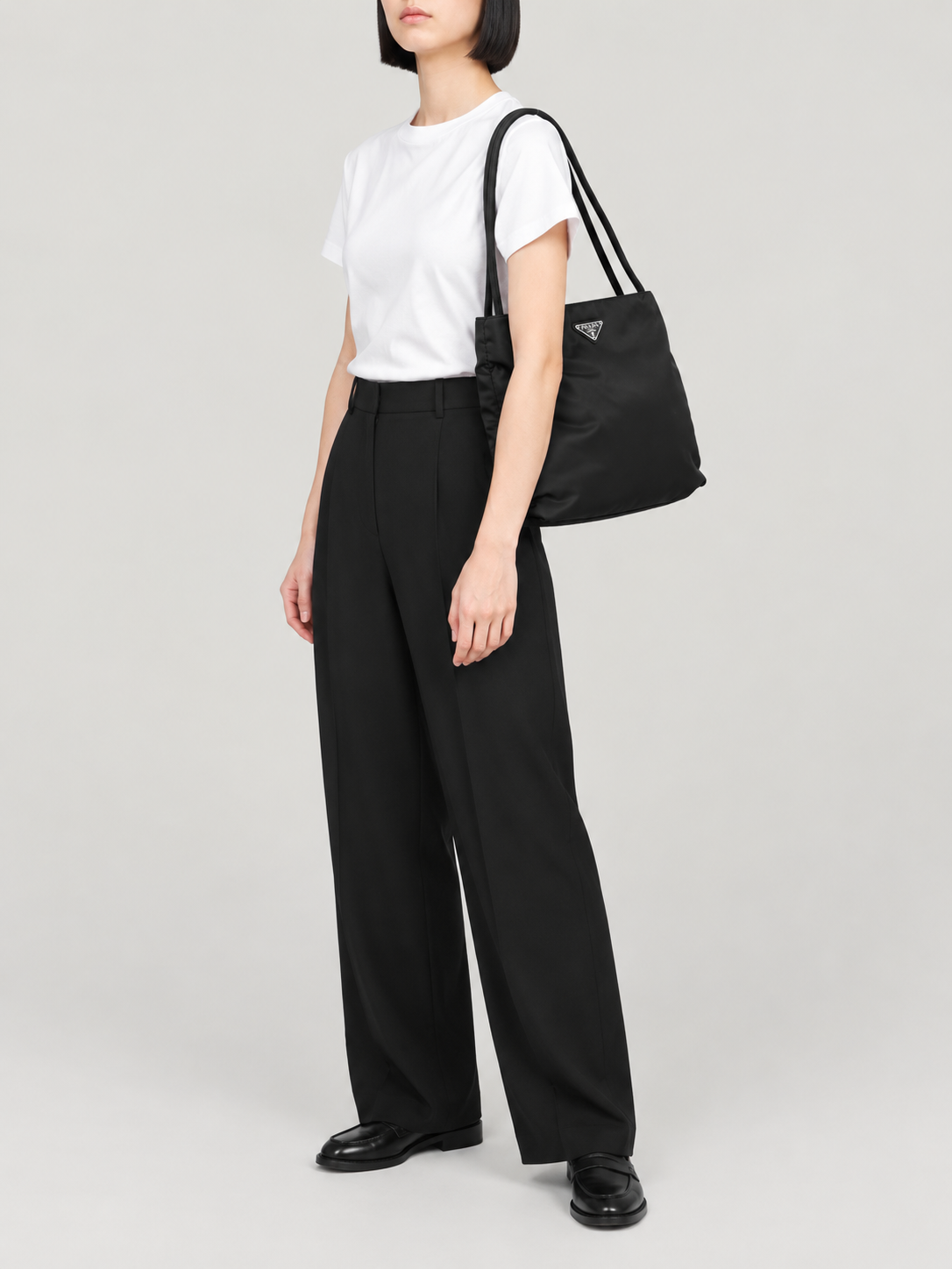 Triangle Logo Hardware Nylon Tote Bag