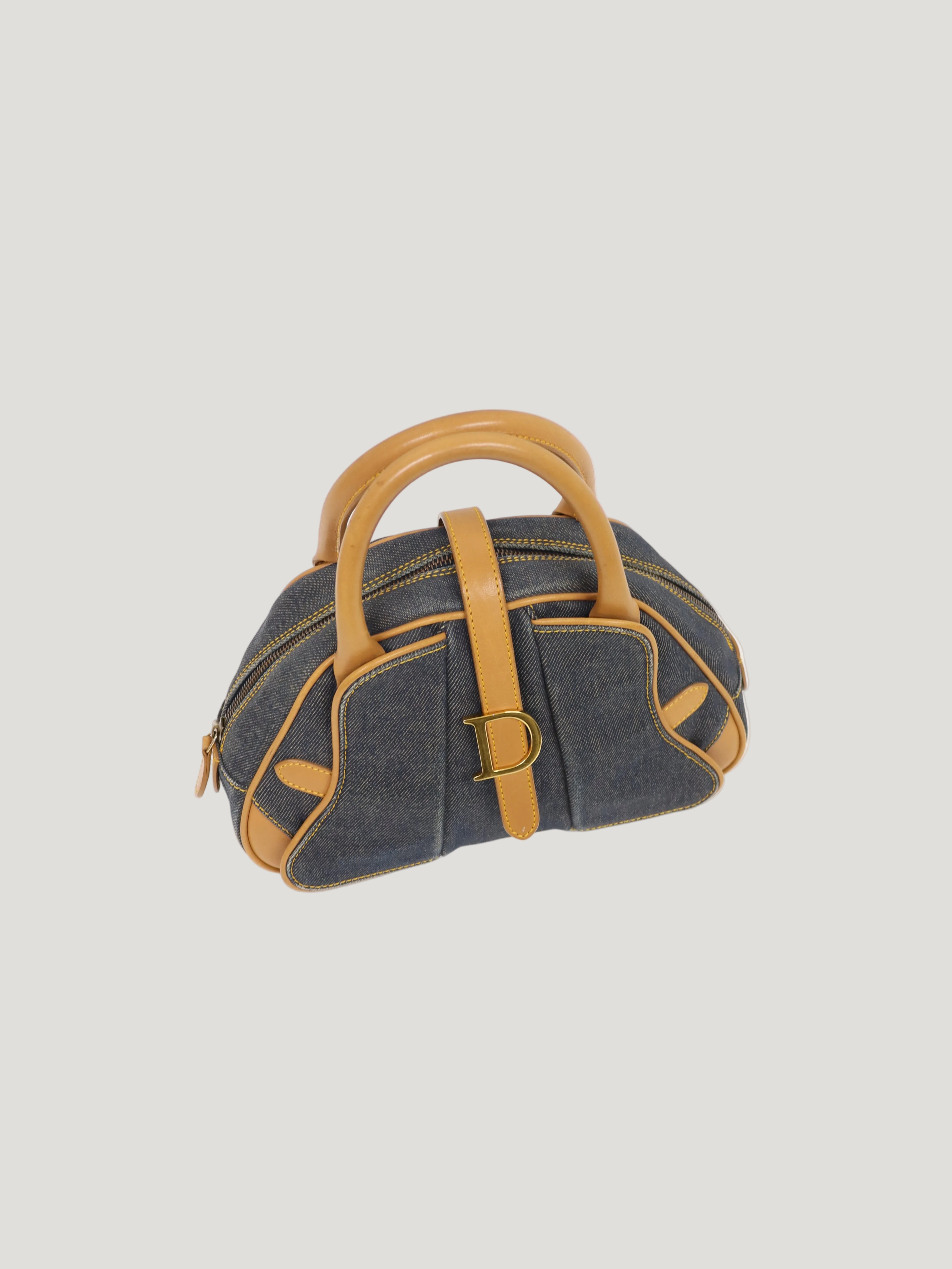 Double Saddle Denim Handbag