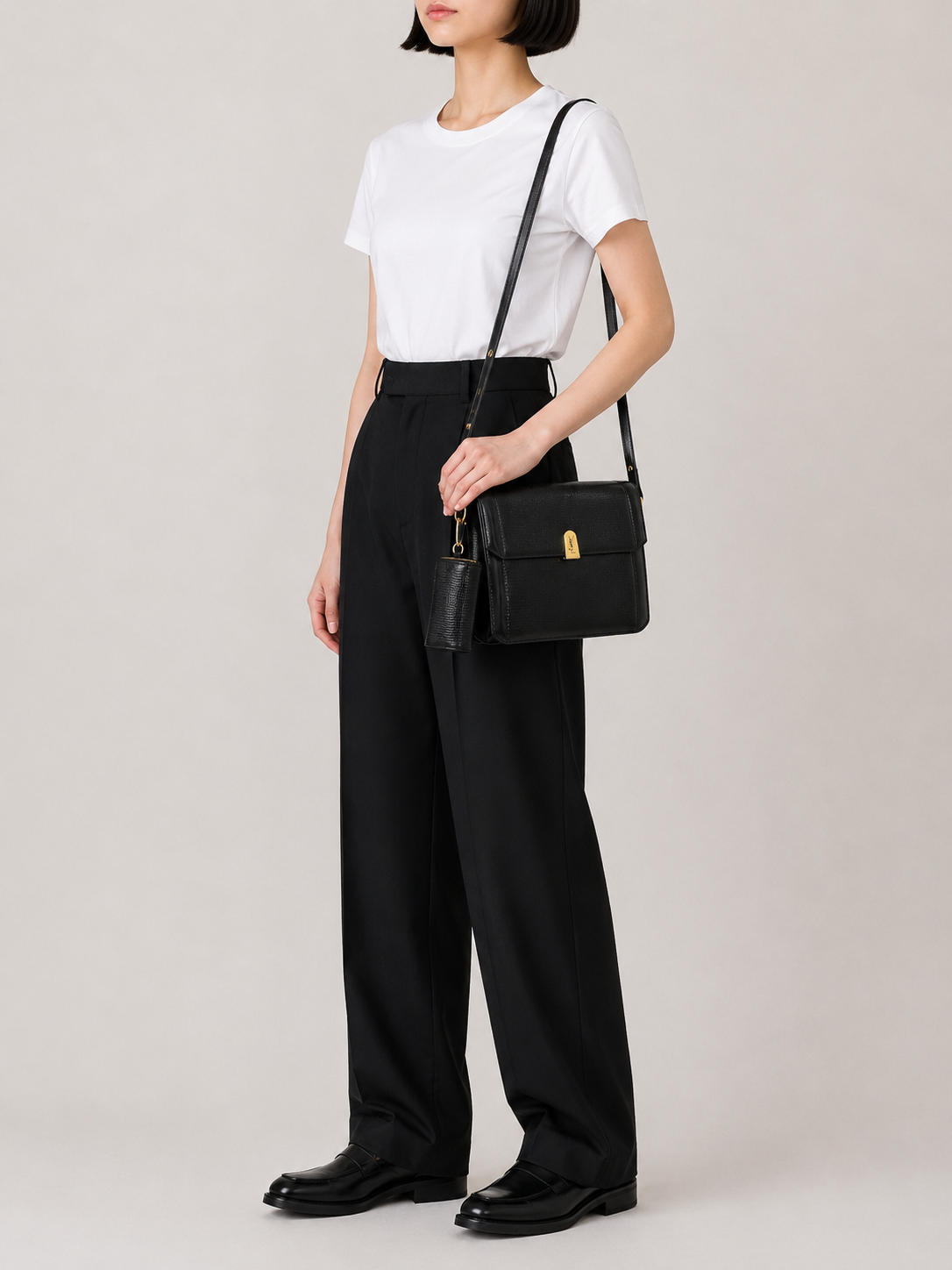 Logo Hardware Lizard Leather One-Shoulder Bag