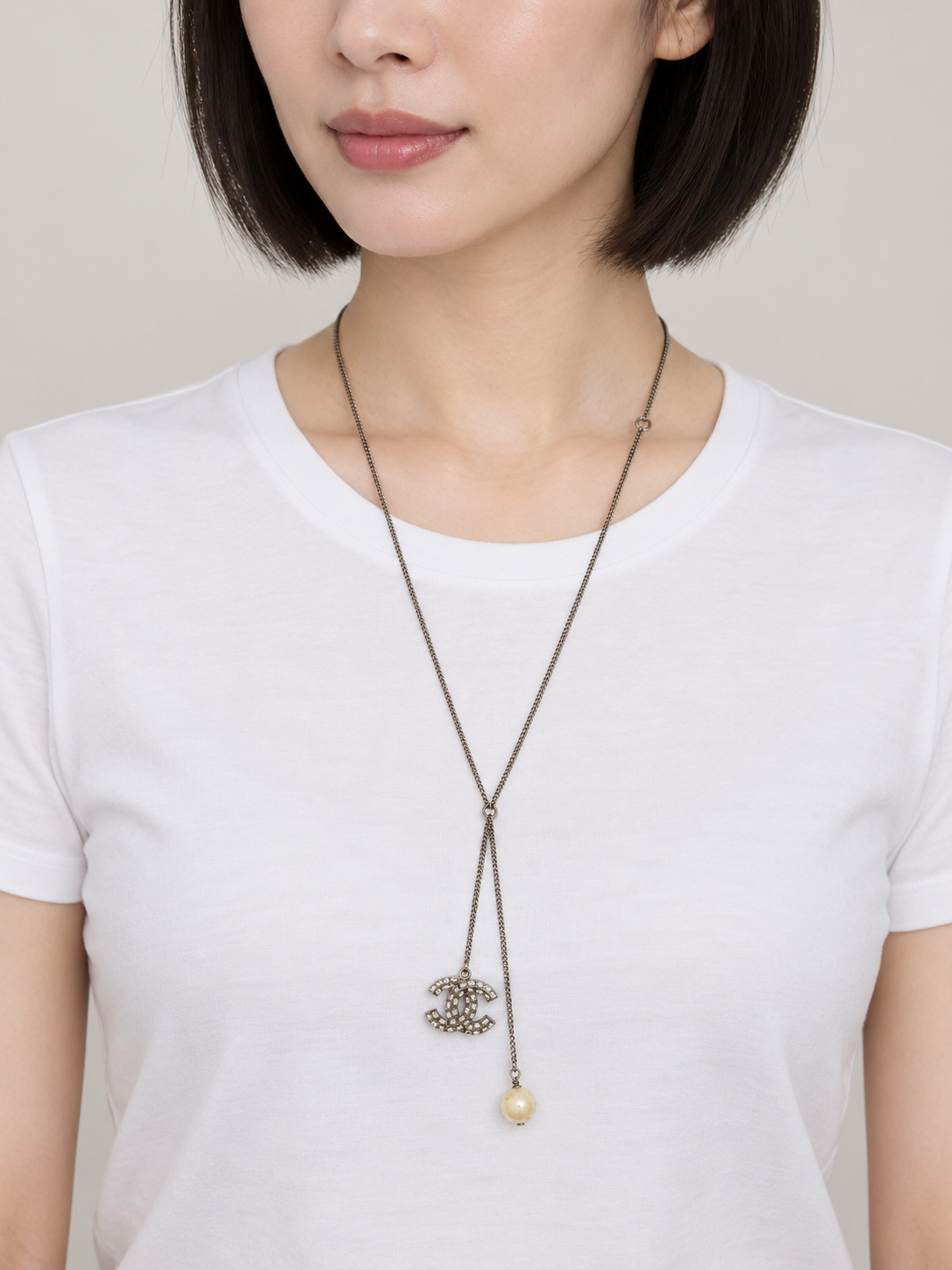 COCO Rhinestone Pearl Necklace