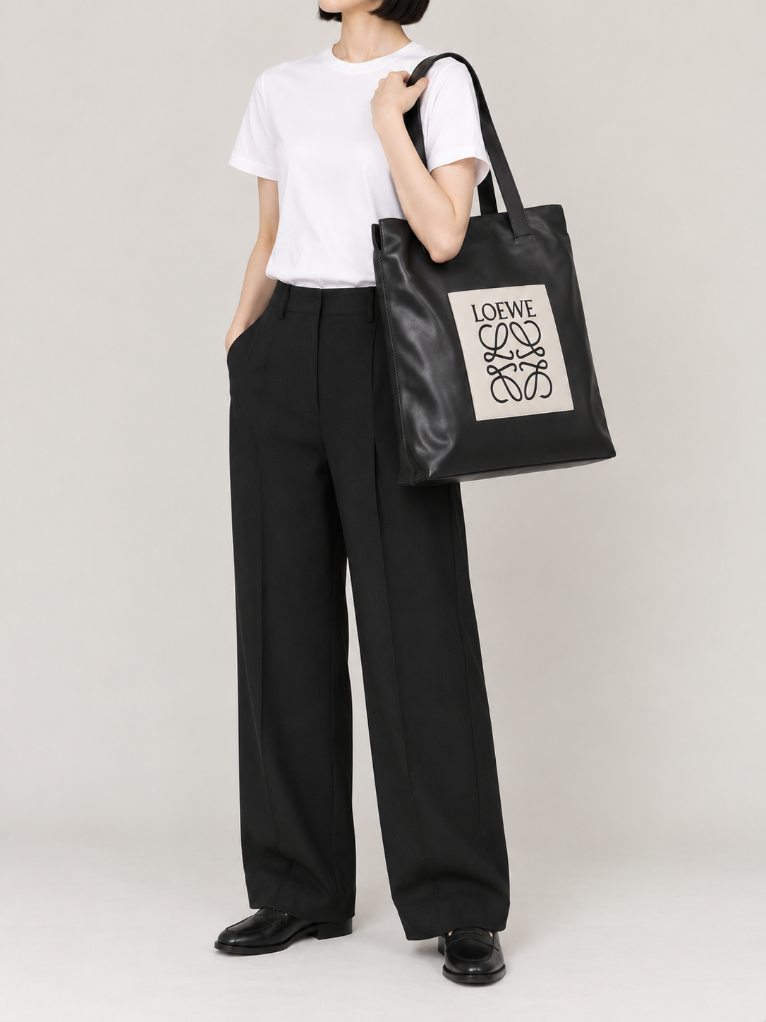 Anagram leather tote bag