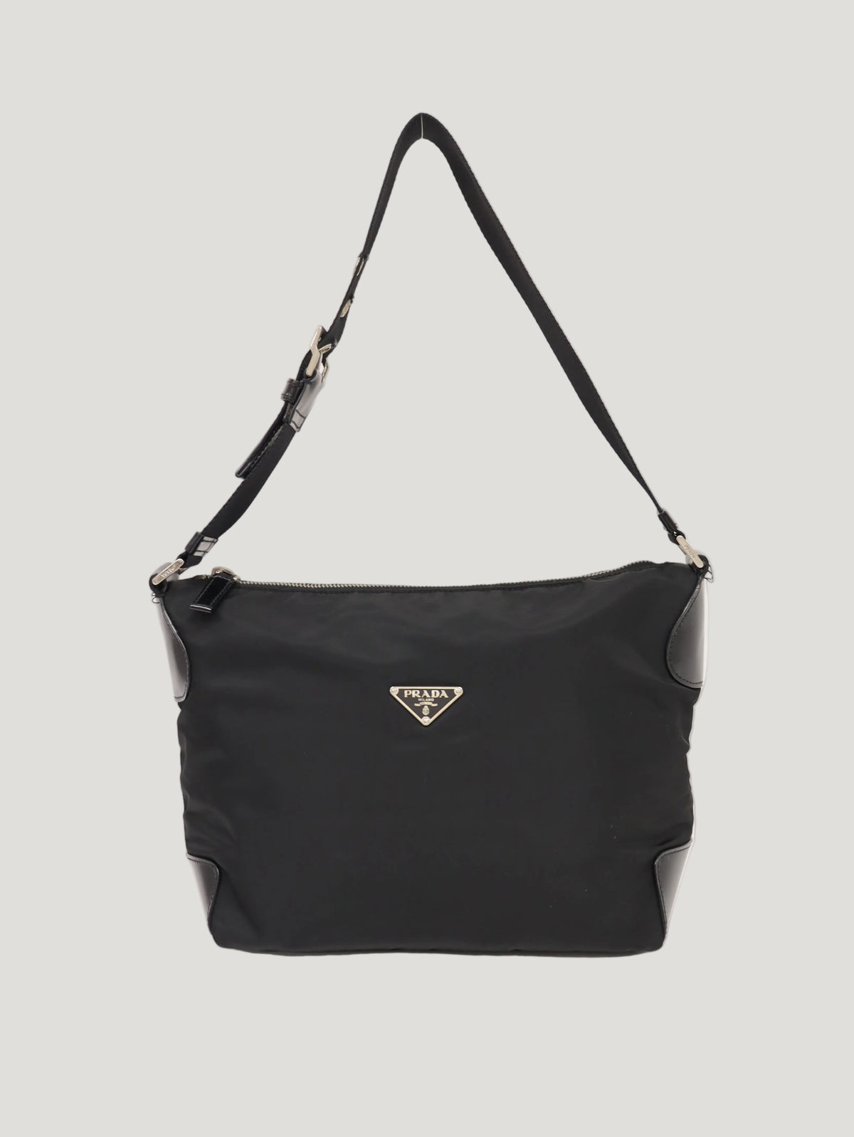 Triangle Logo Hardware Nylon Shoulder Bag