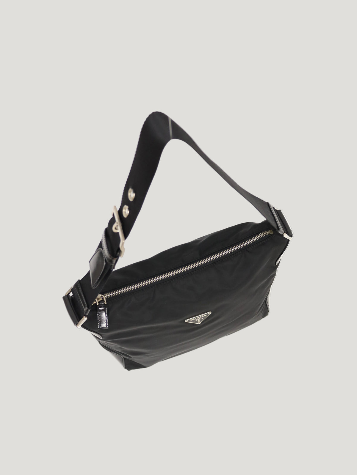 Triangle Logo Hardware Nylon Shoulder Bag