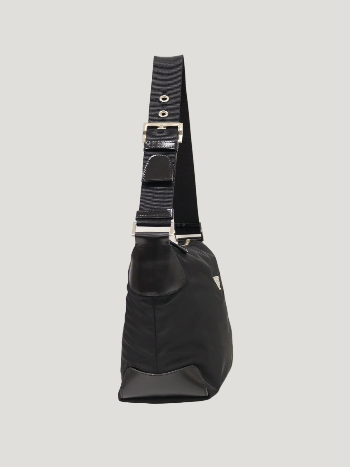 Triangle Logo Hardware Nylon Shoulder Bag