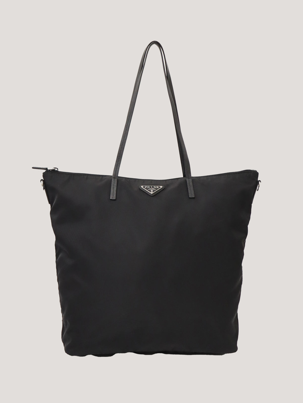 Triangle Logo Hardware Nylon Tote Bag