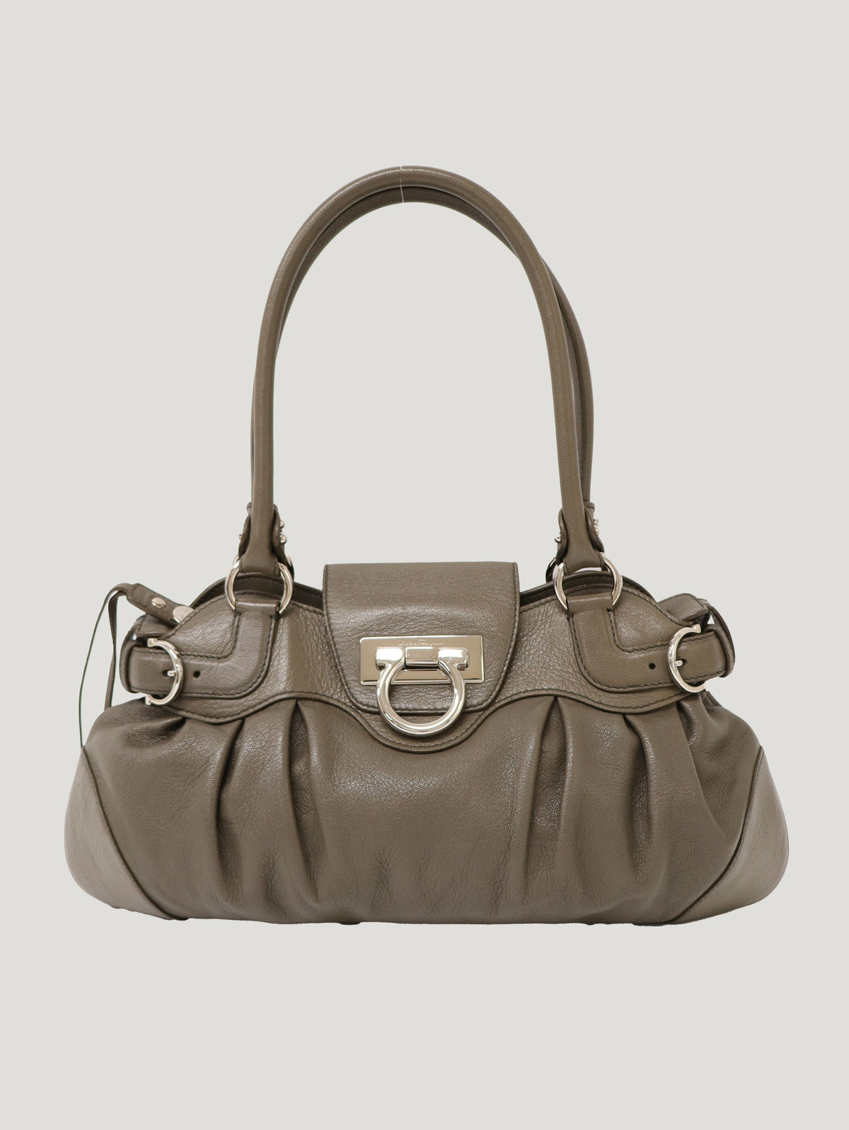 Gancini Clasp Leather Handbag