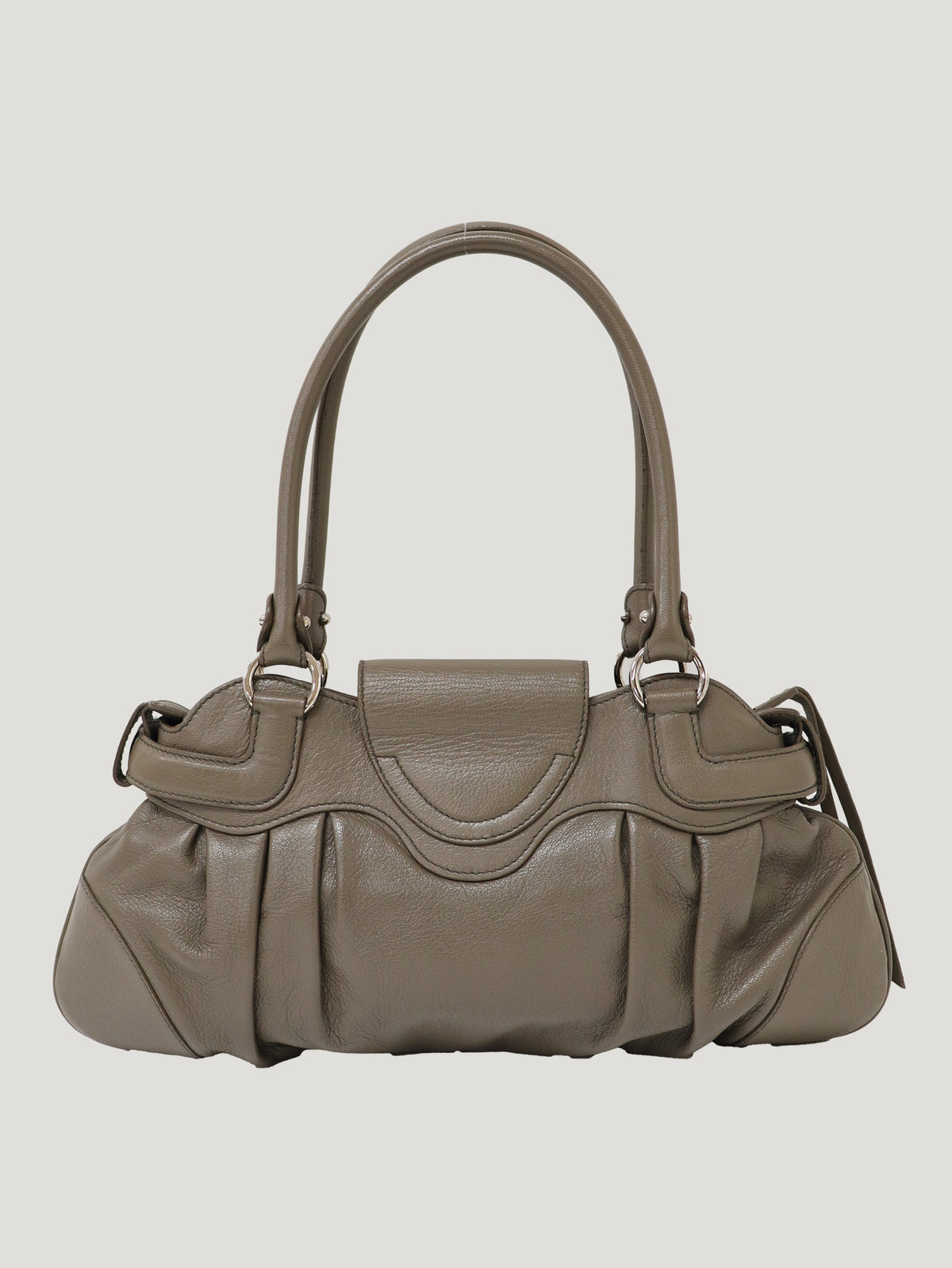 Gancini Clasp Leather Handbag