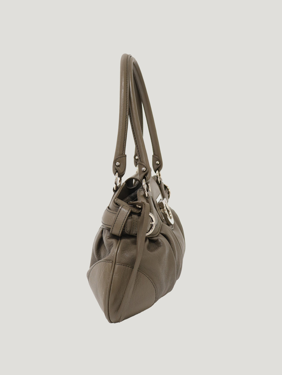 Gancini Clasp Leather Handbag
