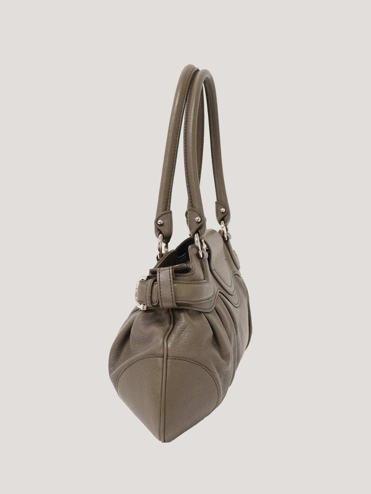Gancini Clasp Leather Handbag