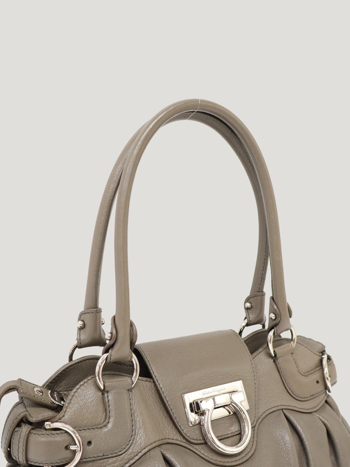 Gancini Clasp Leather Handbag