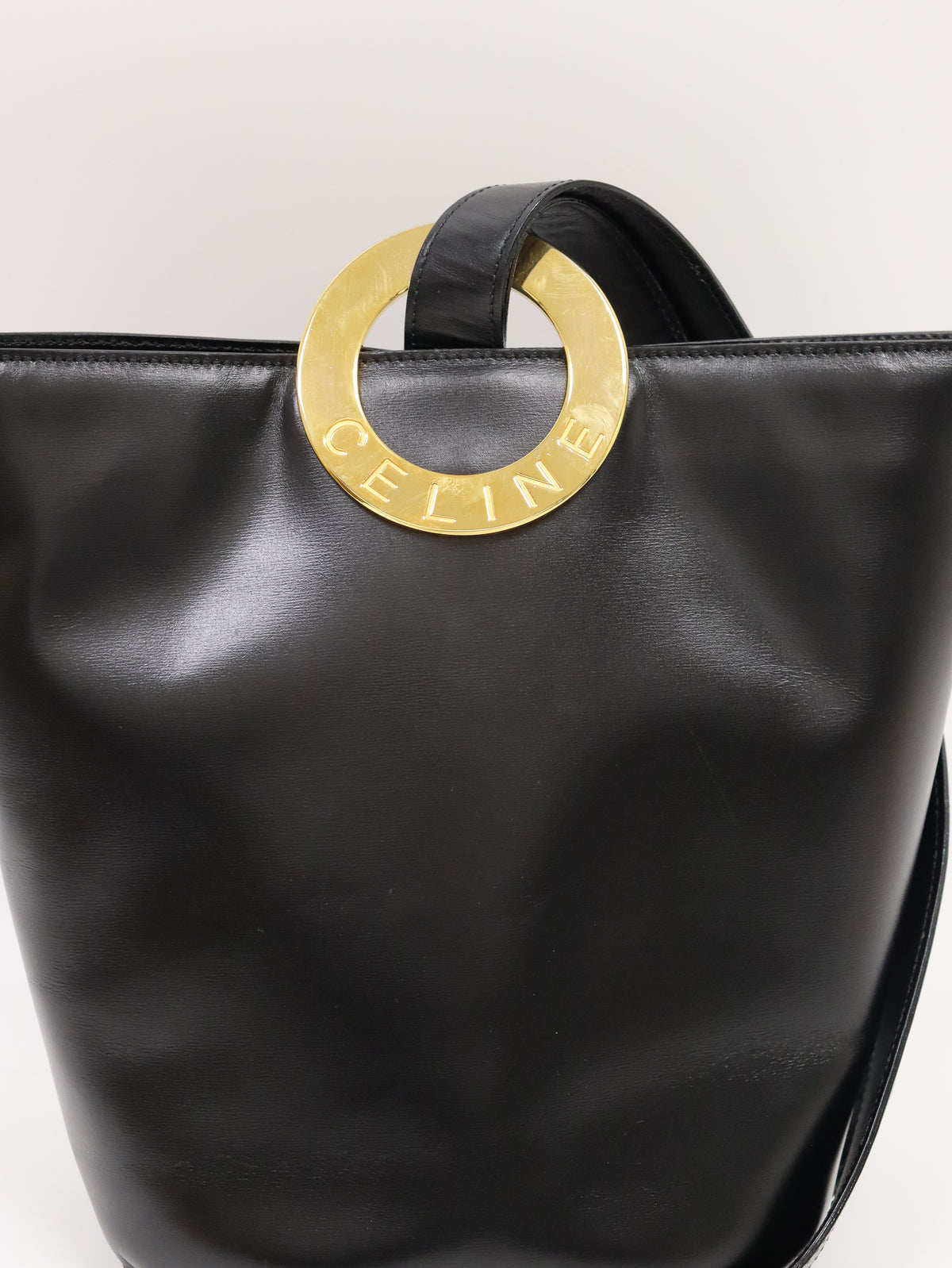 Circle Logo Hardware Leather Handbag