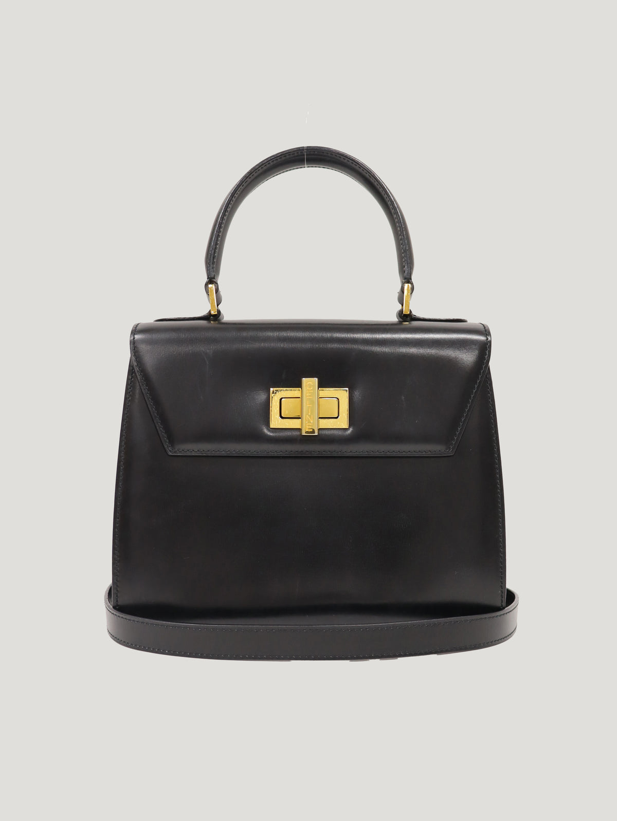 Logo Turn-Lock Leather 2-Way Bag