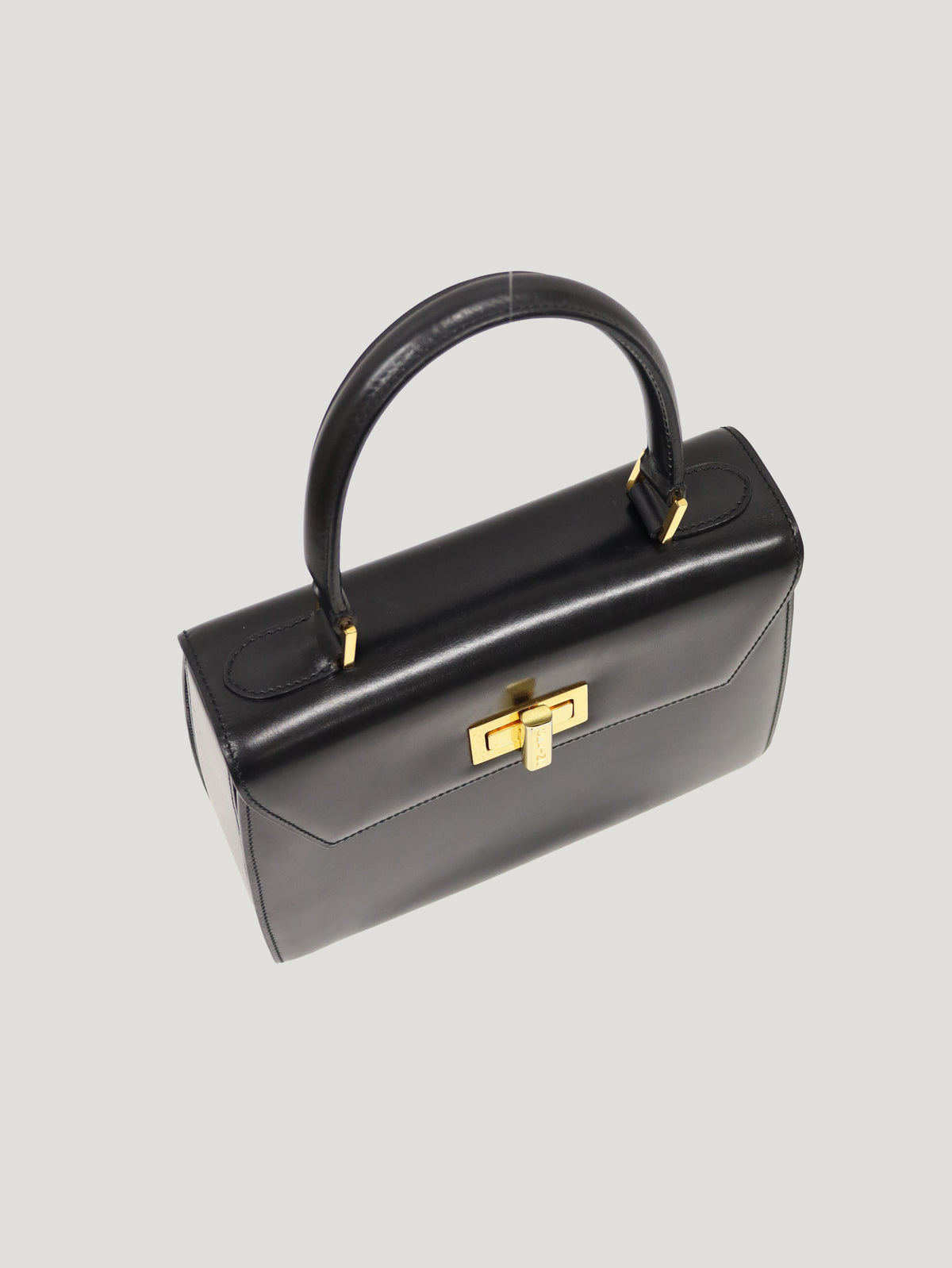 Logo Turn-Lock Leather 2-Way Bag