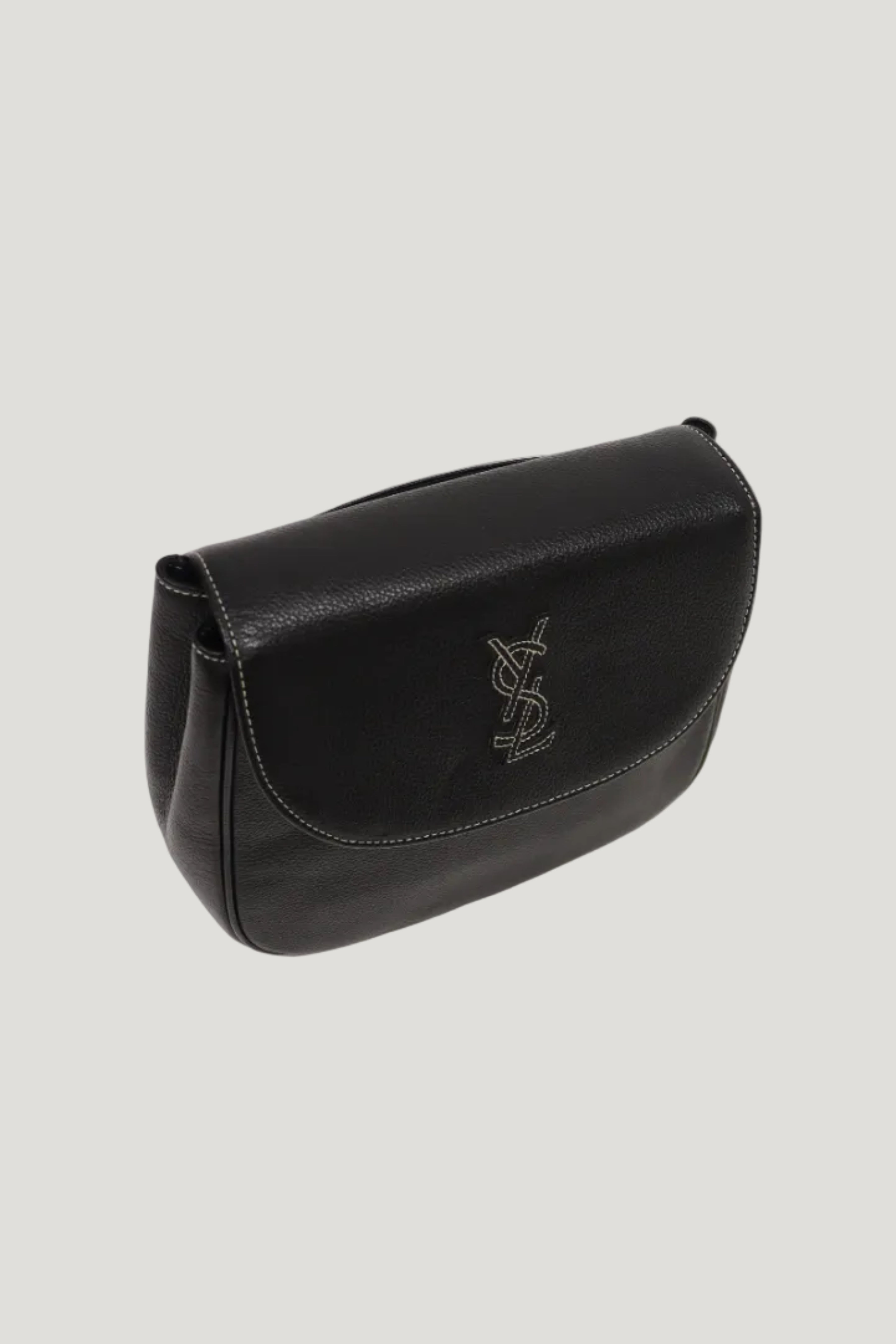 Logo Stitch Leather Shoulder Bag