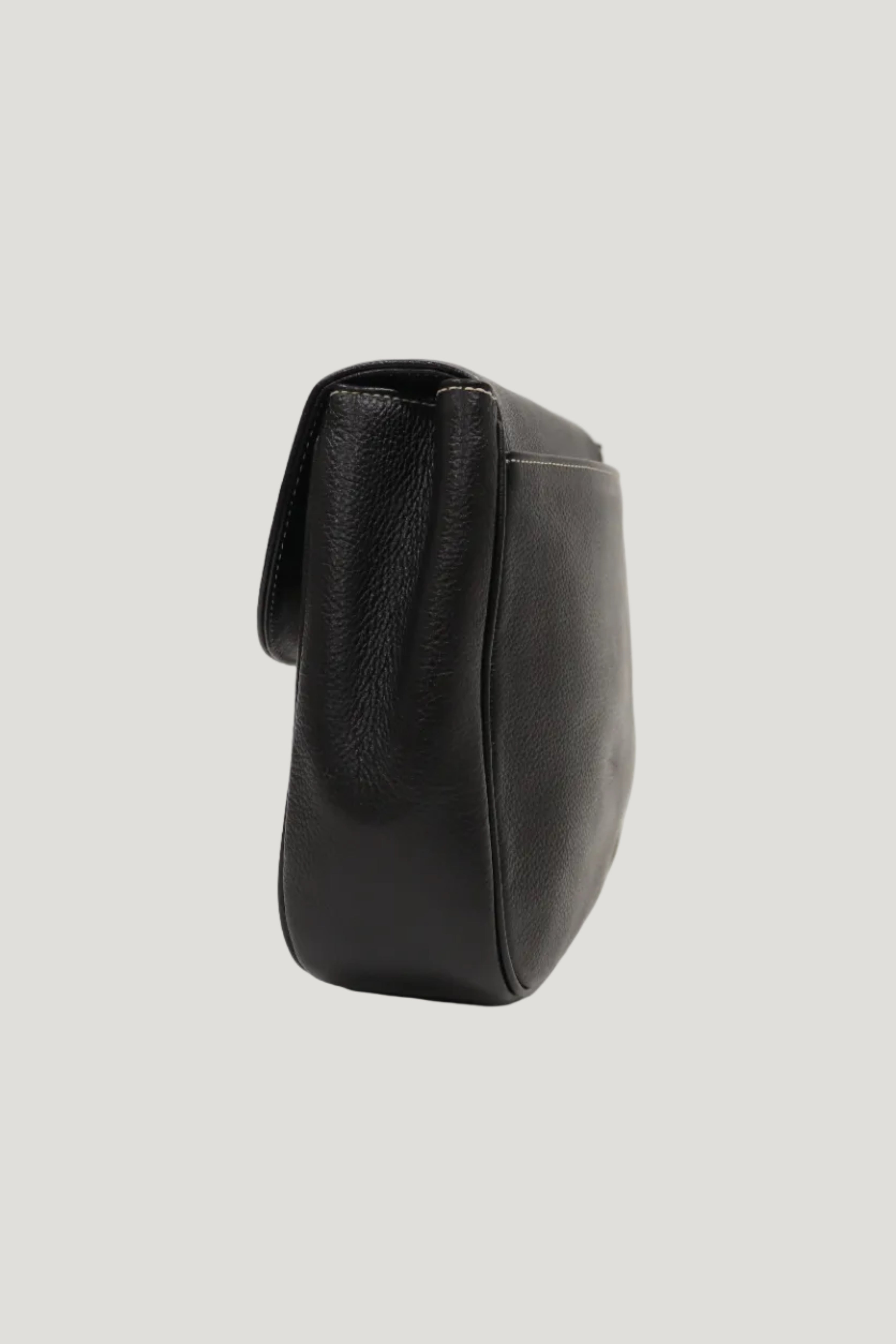 Logo Stitch Leather Shoulder Bag