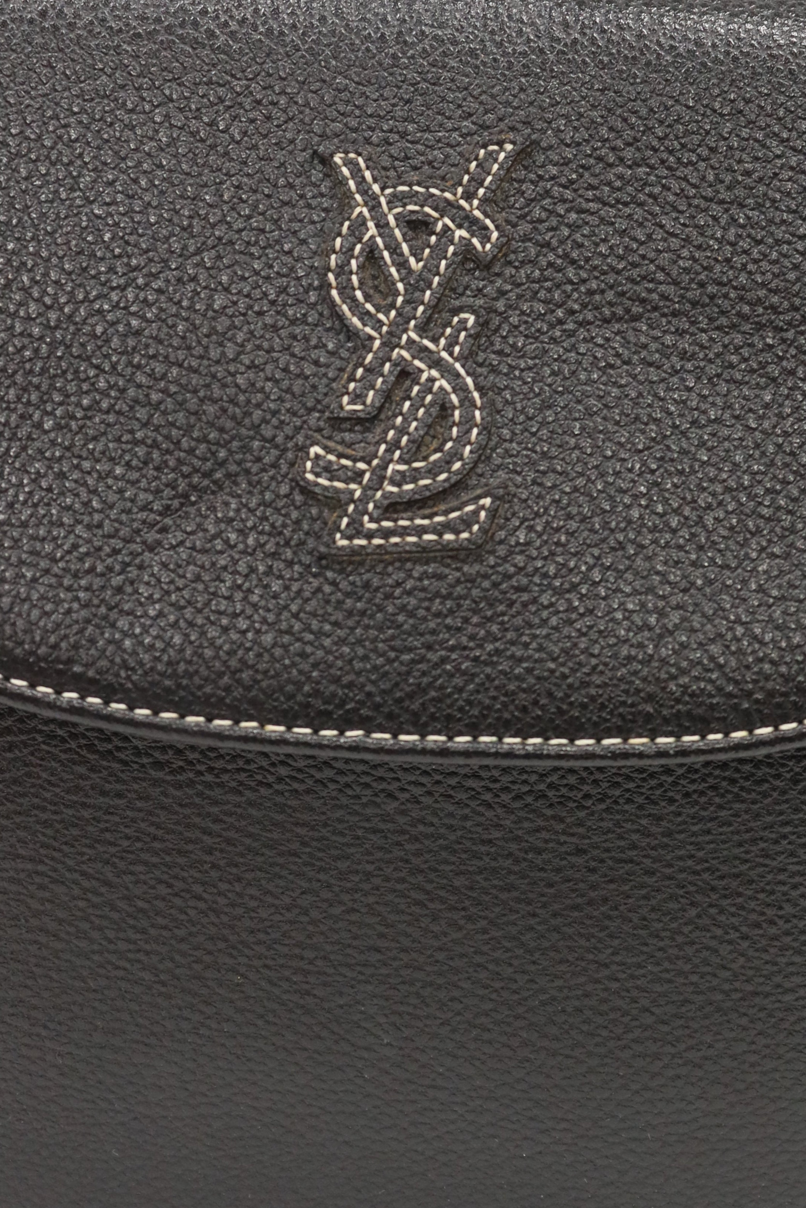 Logo Stitch Leather Shoulder Bag