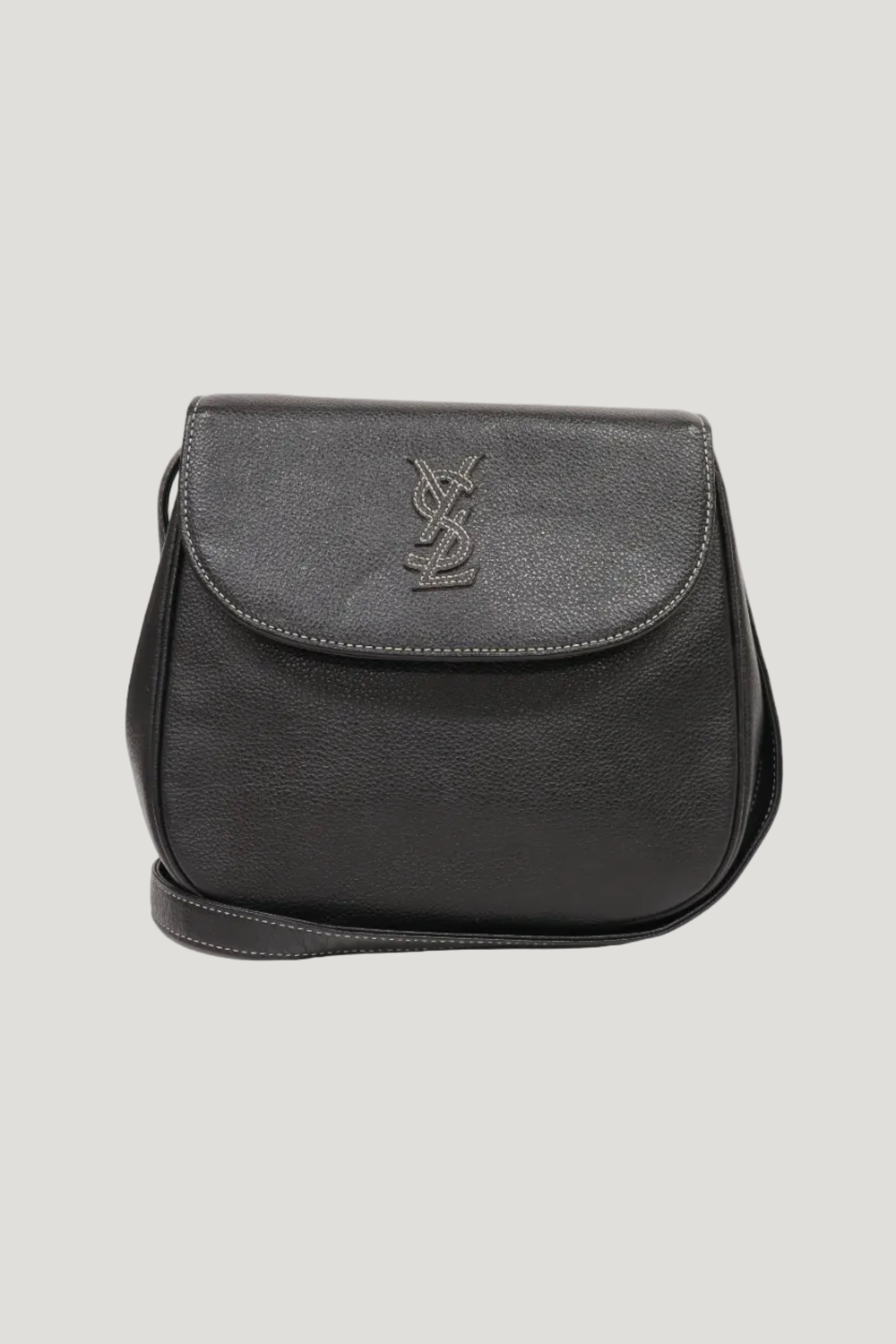 Logo Stitch Leather Shoulder Bag