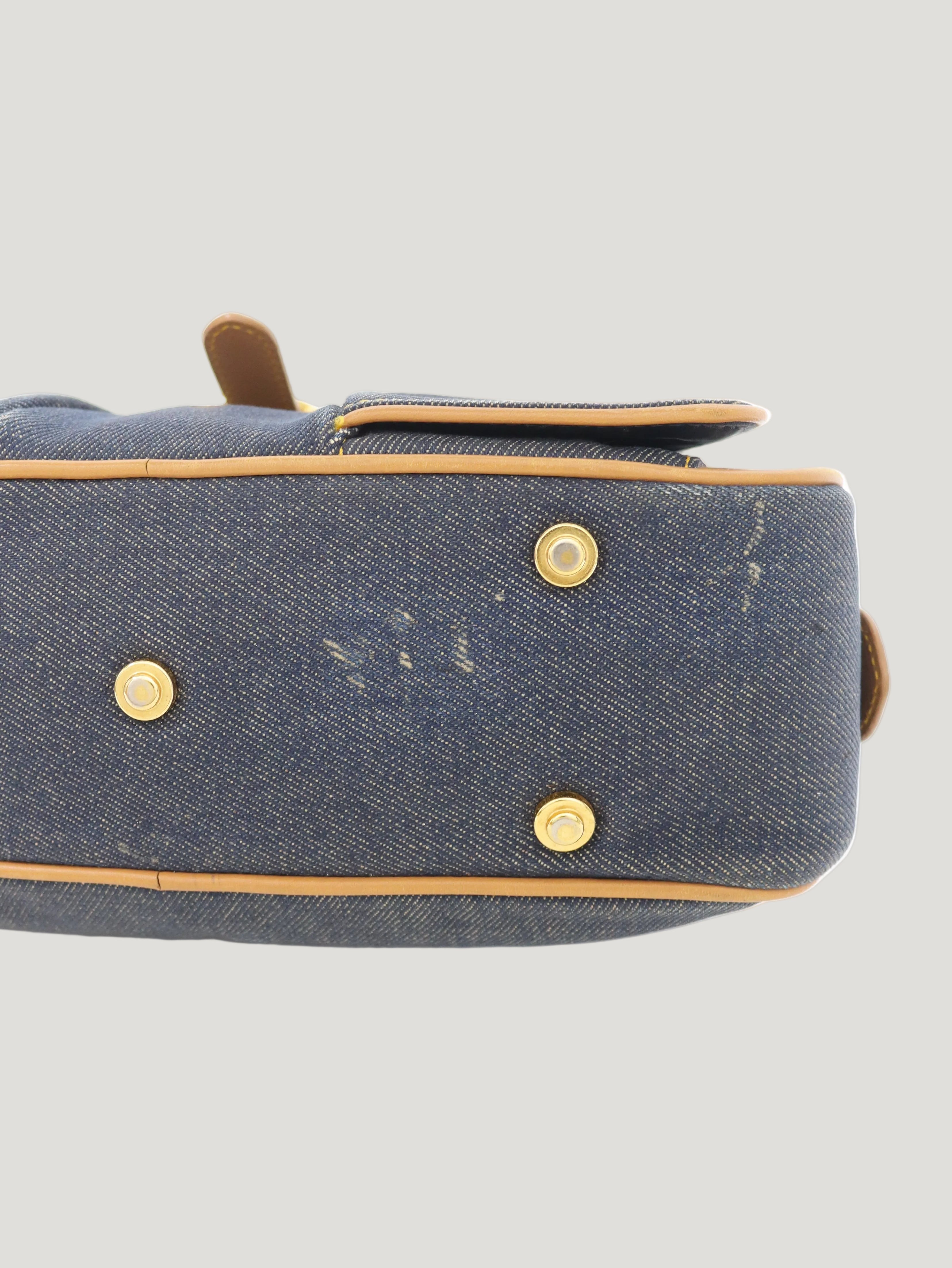 Double Saddle Denim Handbag