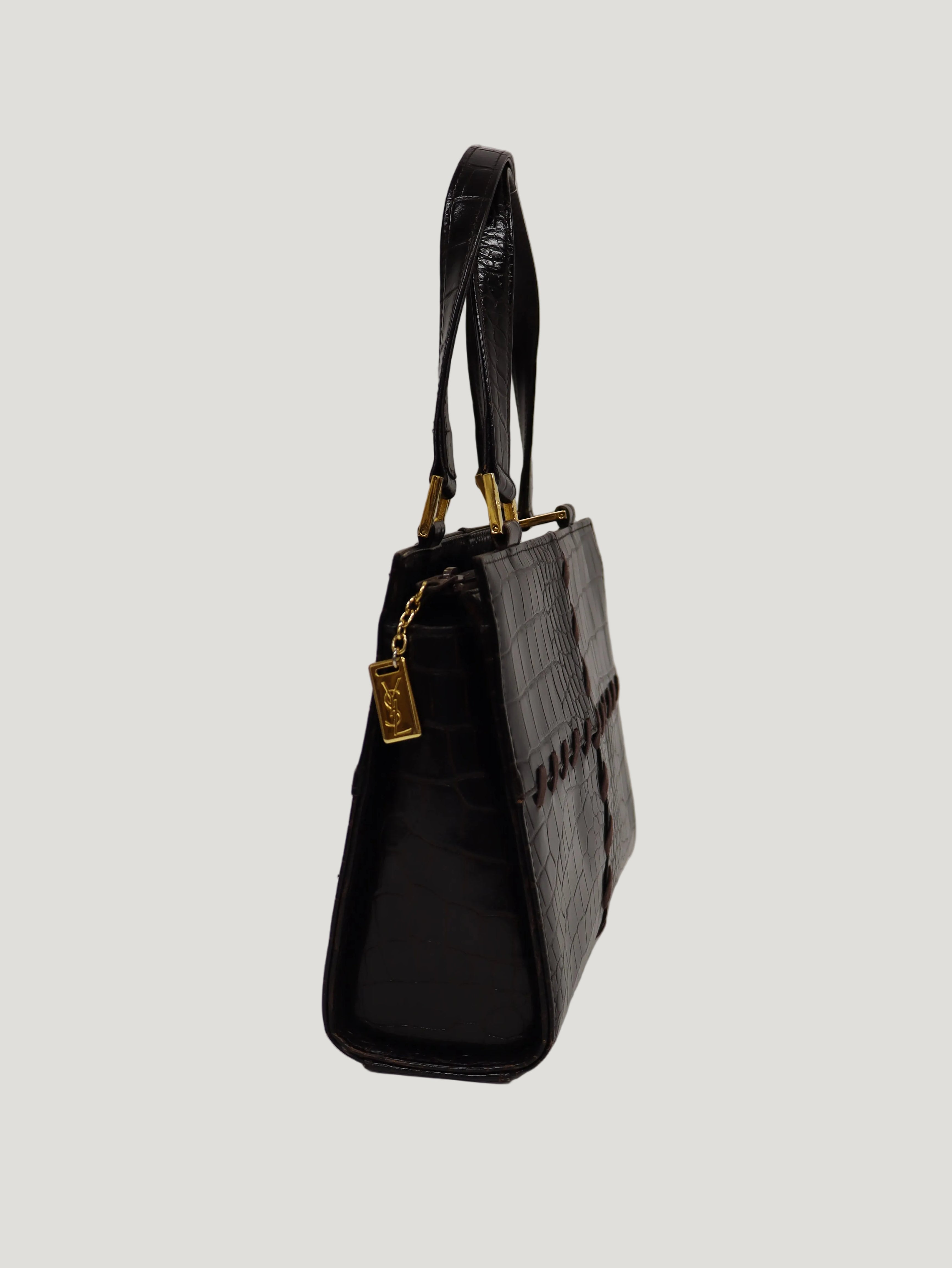 クロコ型押しレザーハンドバッグ – Hedy