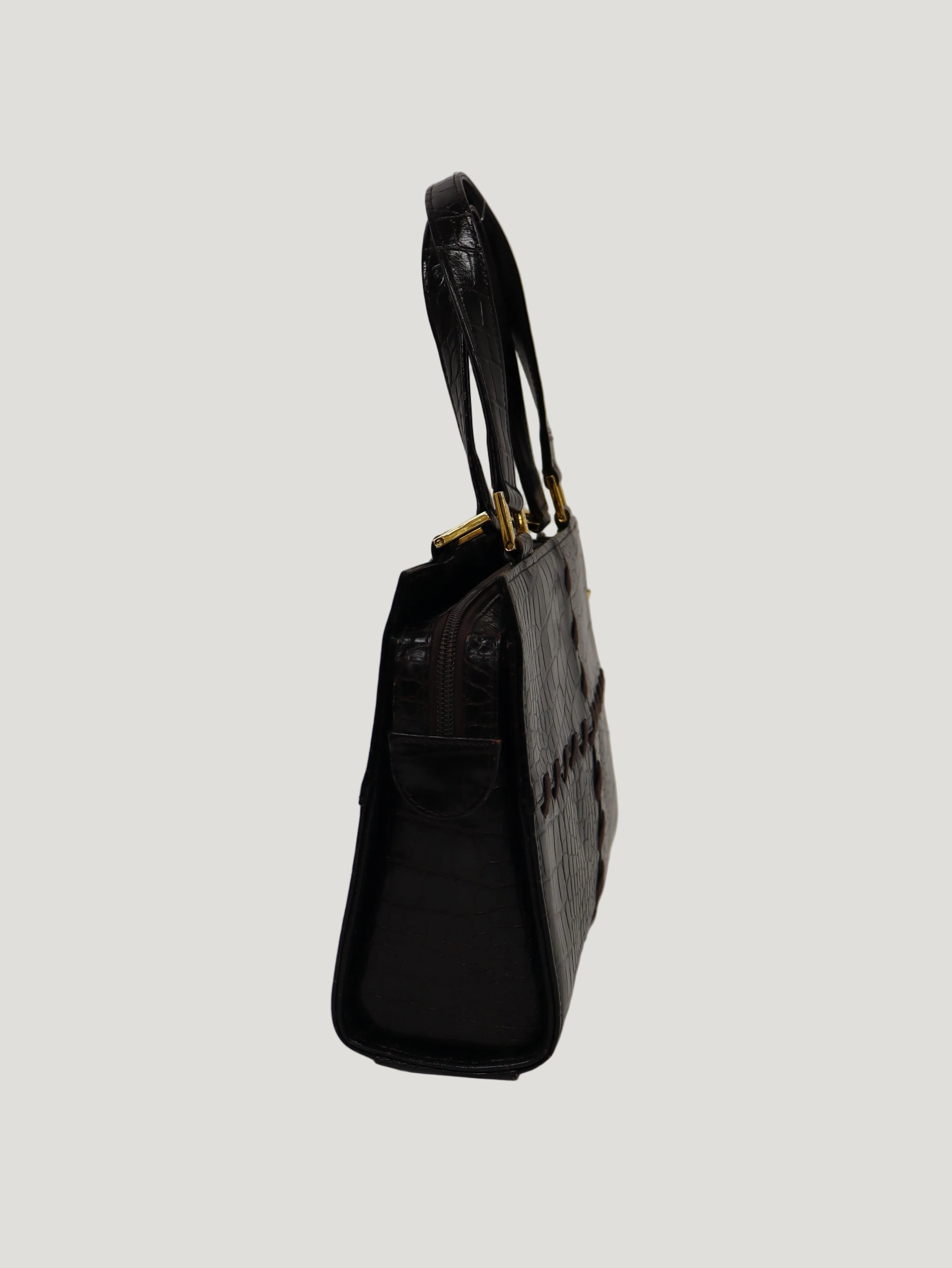 クロコ型押しレザーハンドバッグ – Hedy