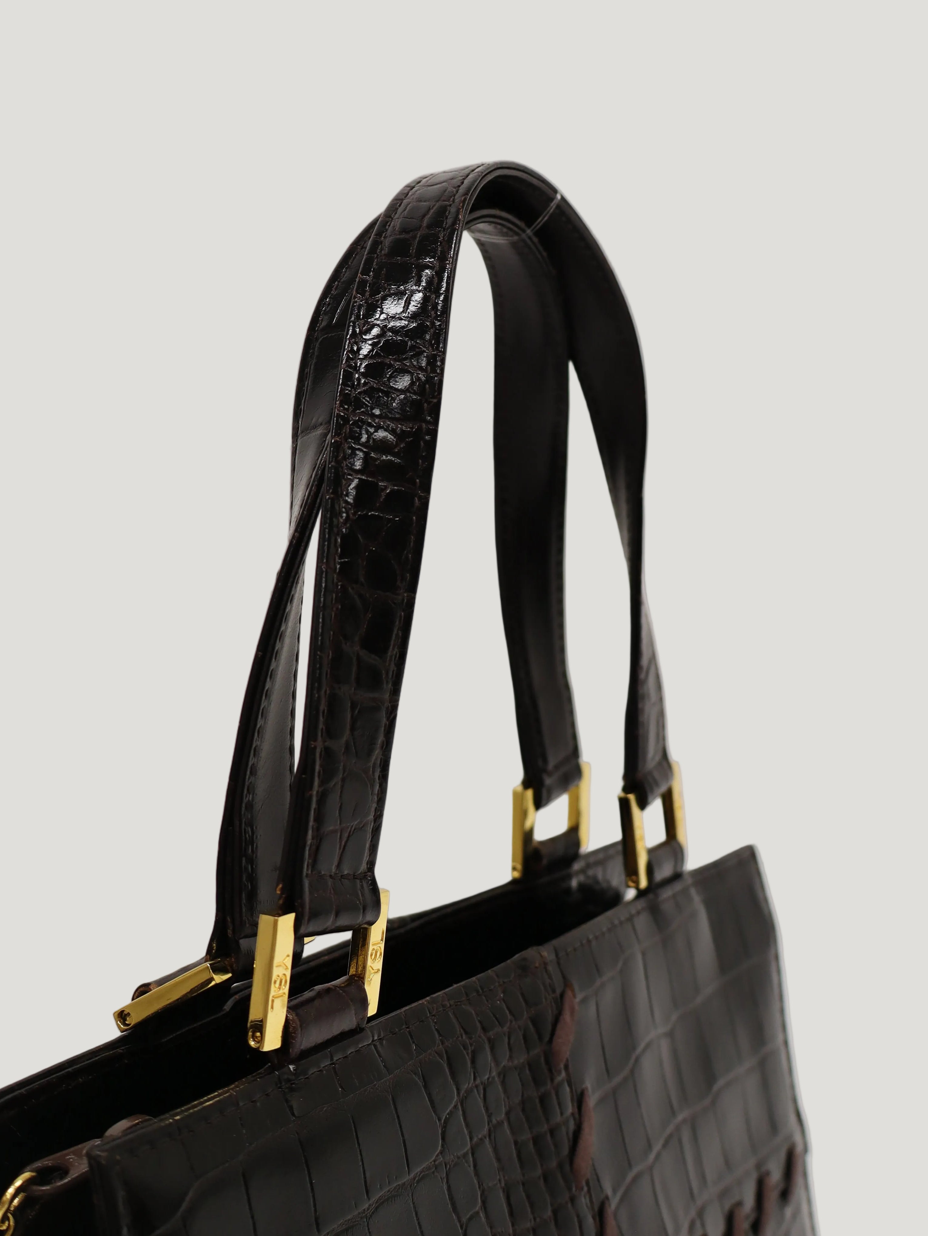 【美品・希少】ESTE paris クロコ型押し がま口 ハンドバッグ ブラック クロコ型押しレザーハンドバッグ – Hedy