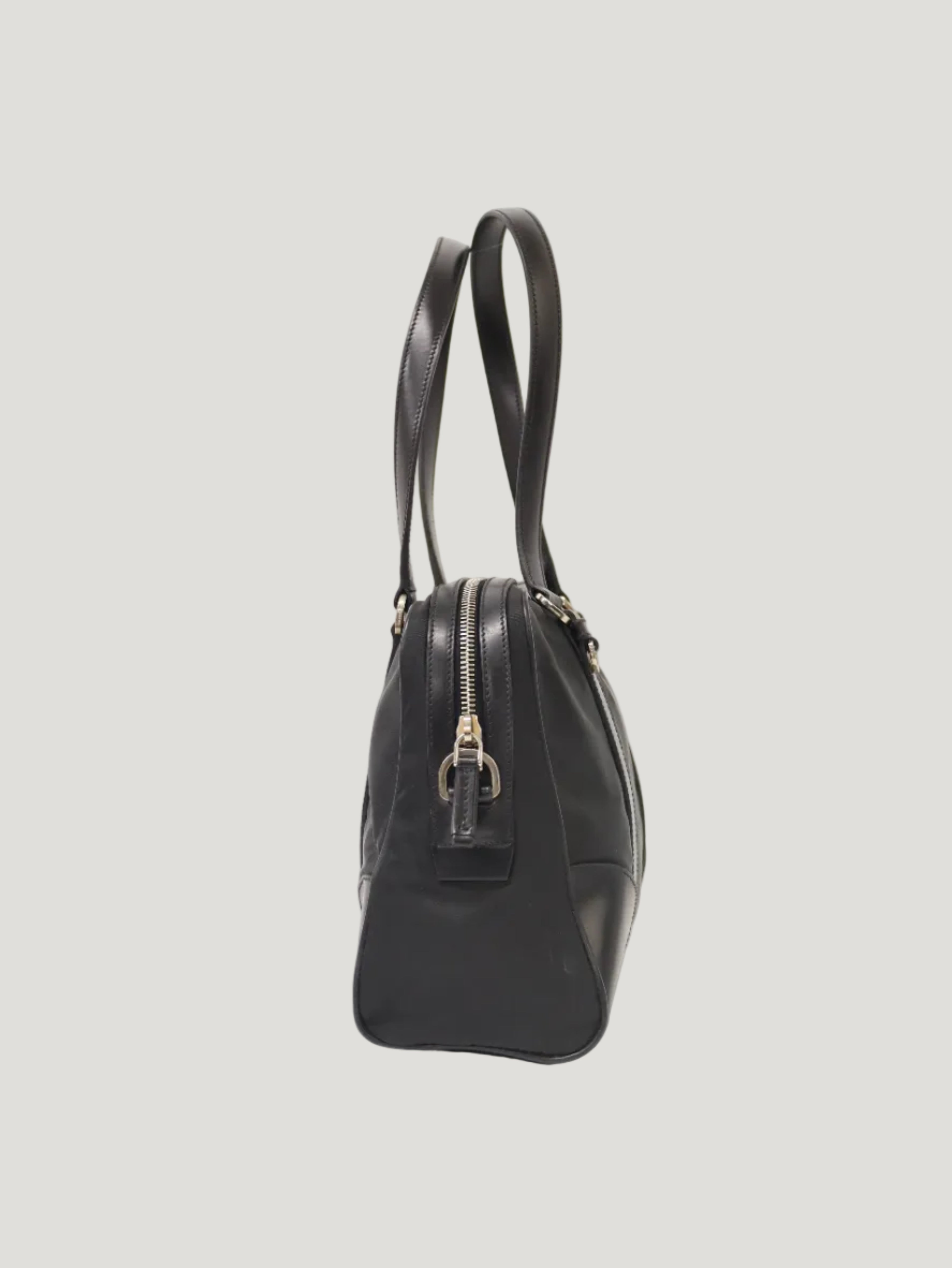 Triangular Logo Hardware Nylon Leather Handbag