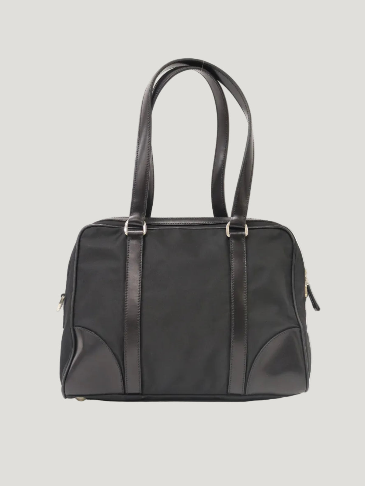 Triangular Logo Hardware Nylon Leather Handbag