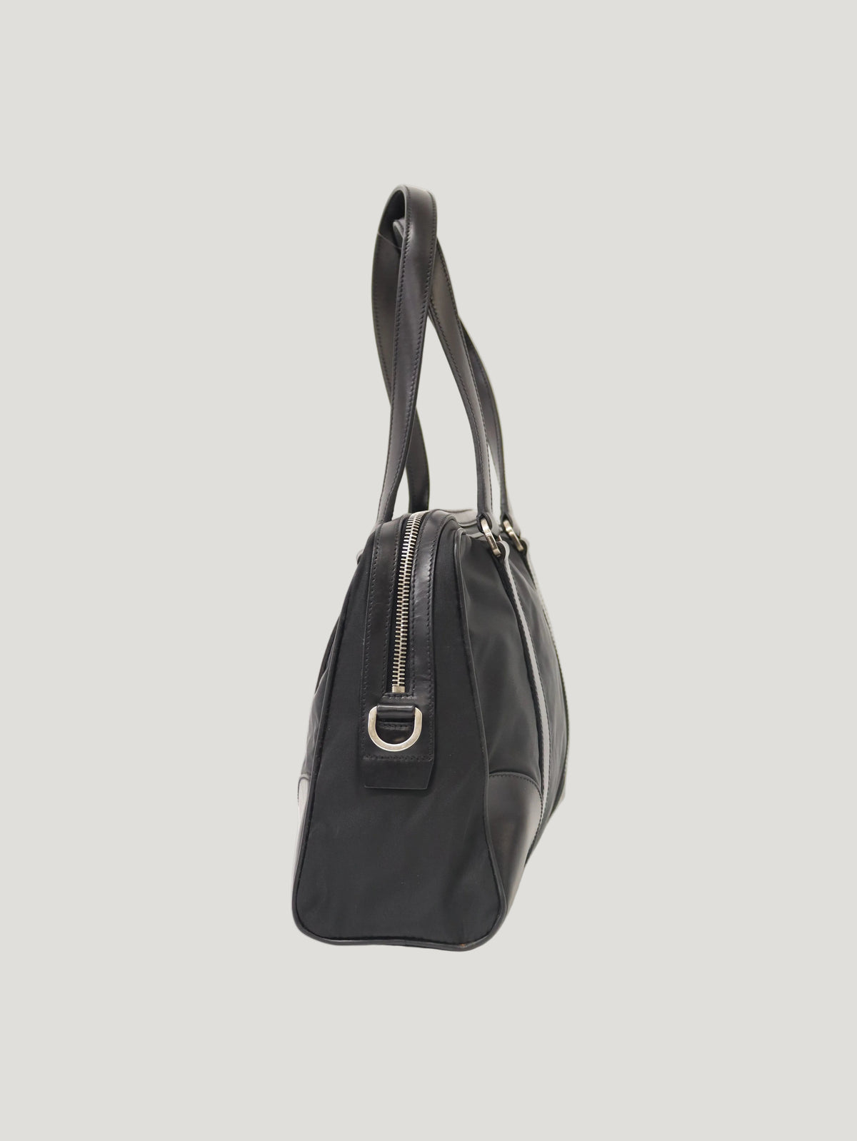 Triangular Logo Hardware Nylon Leather Handbag