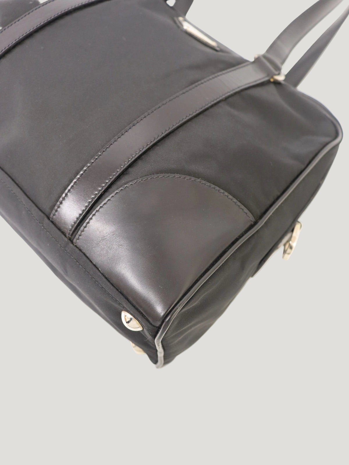 Triangular Logo Hardware Nylon Leather Handbag