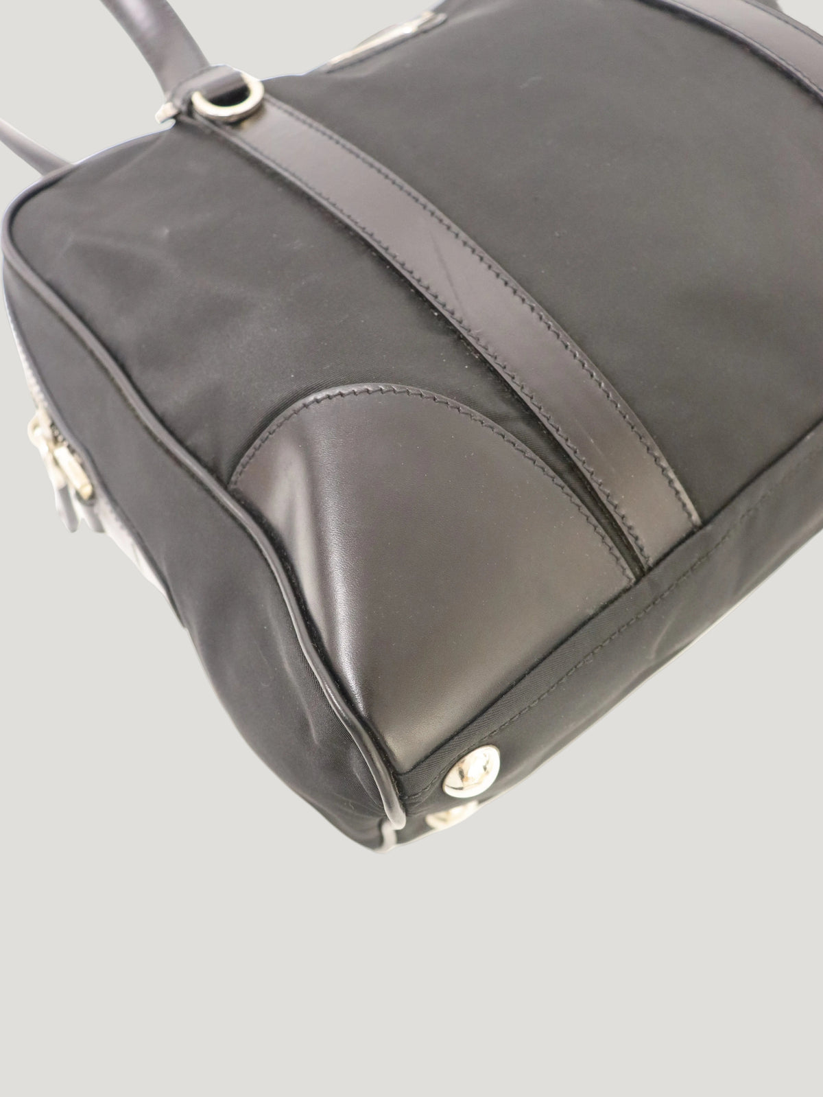 Triangular Logo Hardware Nylon Leather Handbag