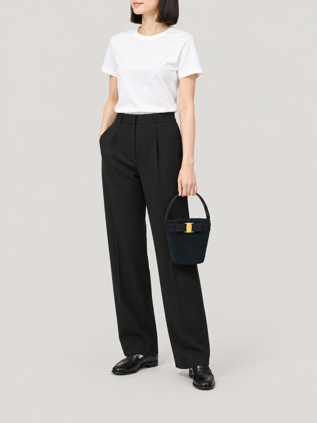 VARA hardware suede handbag