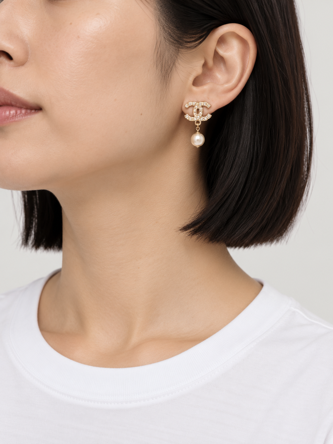 COCOラインストーンパールピアス