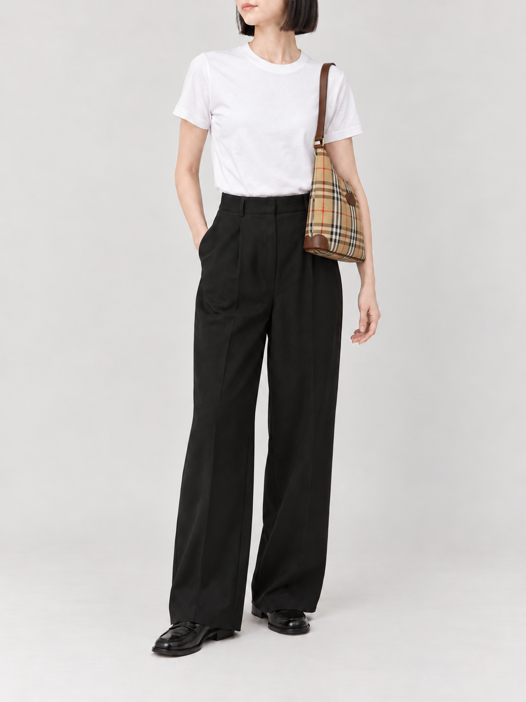 Checked one-shoulder bag