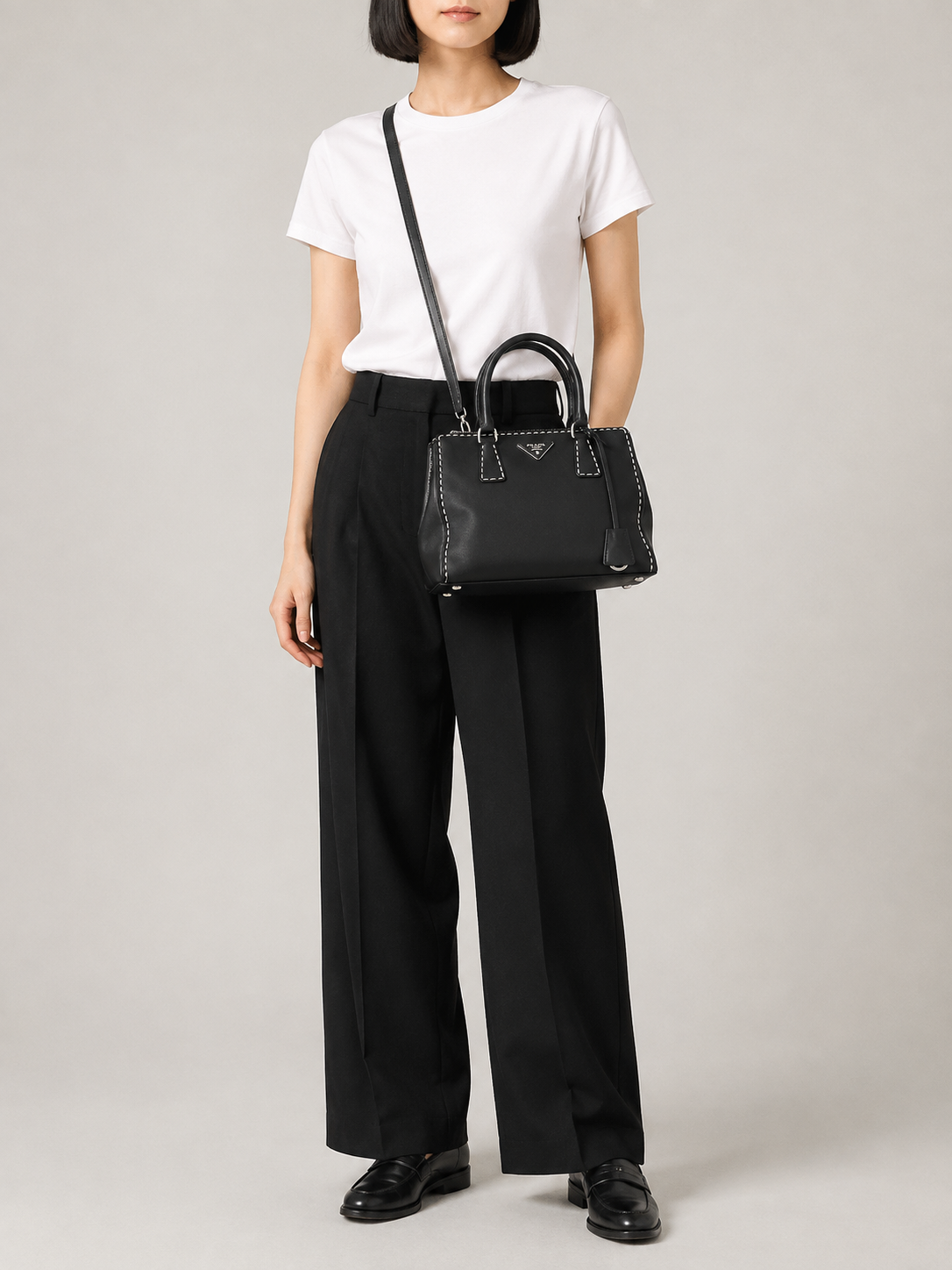 Triangle Logo Stitch Leather 2-Way Bag