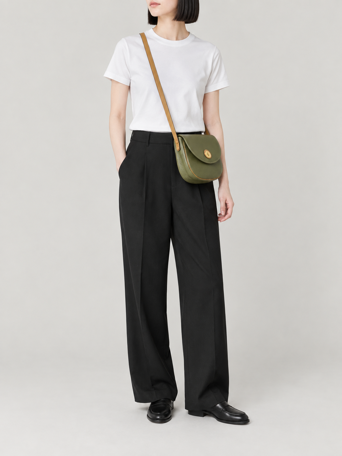 CD Hardware Leather Shoulder Bag