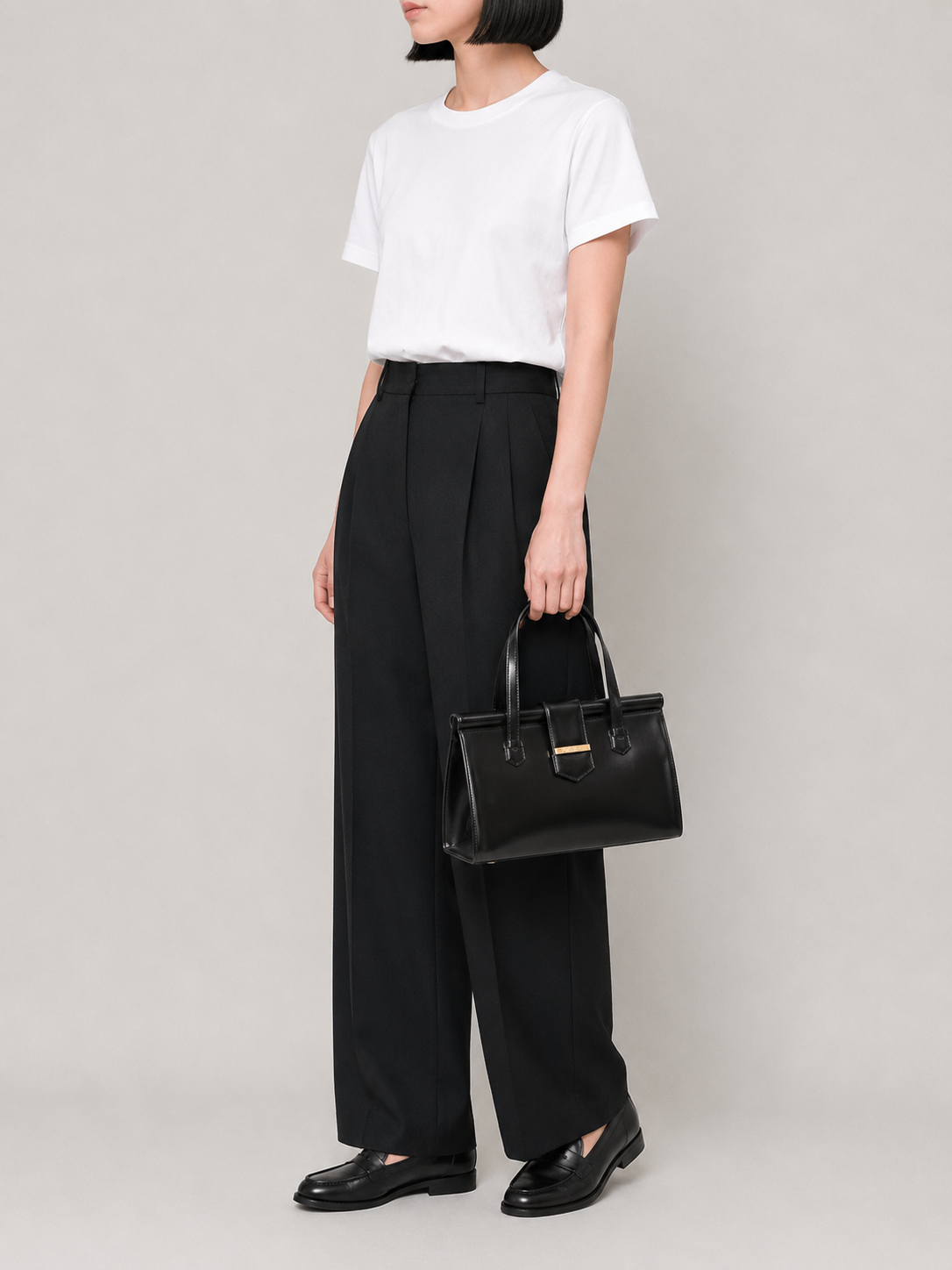 Logo Metal Leather Handbag